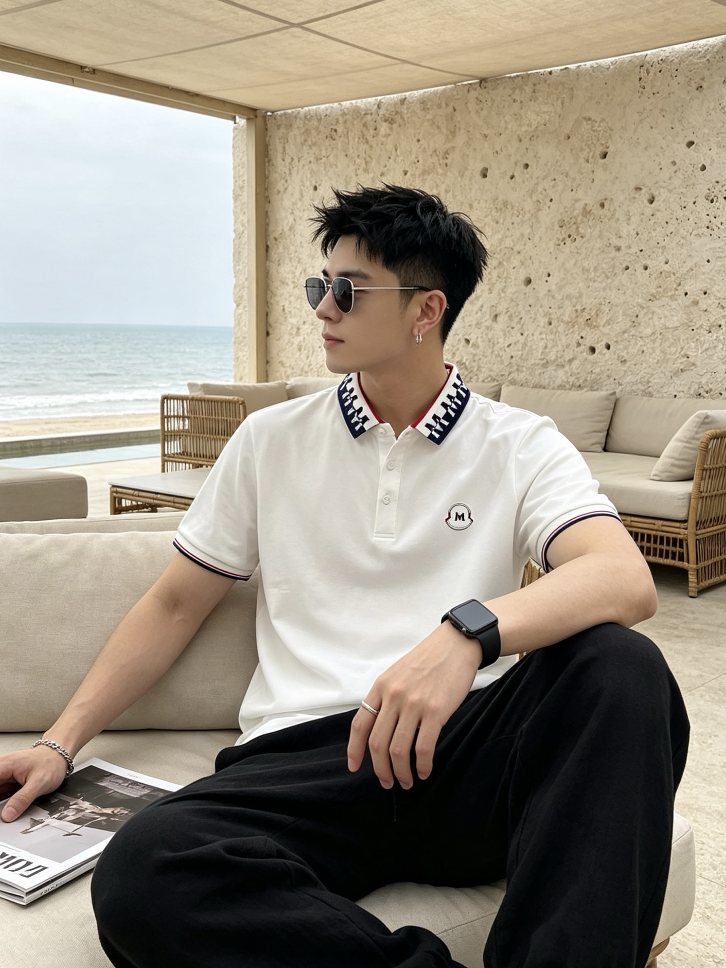 🔥 盟可睐 Moncler M字满印领刺绣短袖Polo衫📏 尺码：M-3XL💎 面料工艺甄选高支精梳珠地