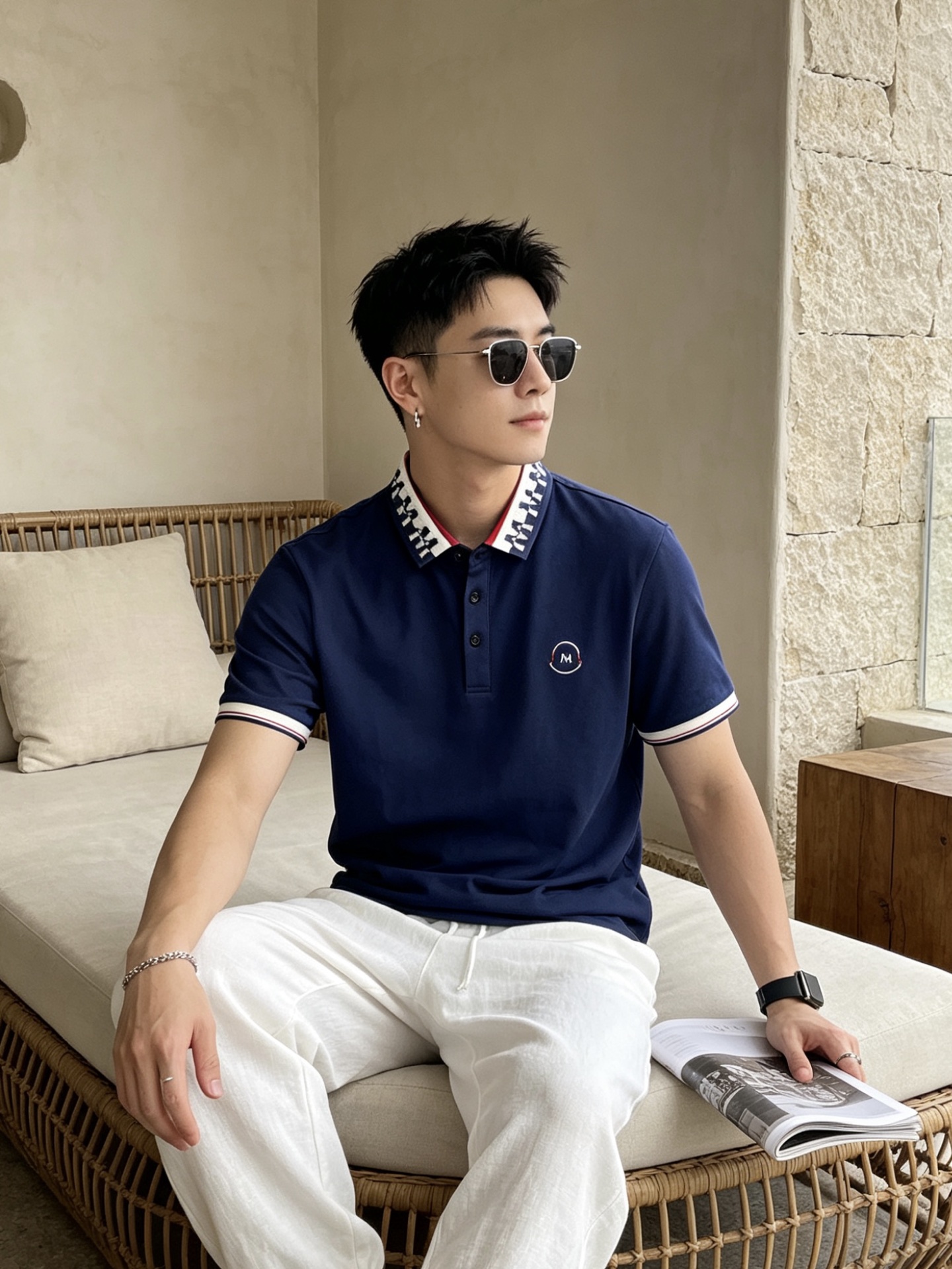 🔥 盟可睐 Moncler M字满印领刺绣短袖Polo衫📏 尺码：M-3XL💎 面料工艺甄选高支精梳珠地