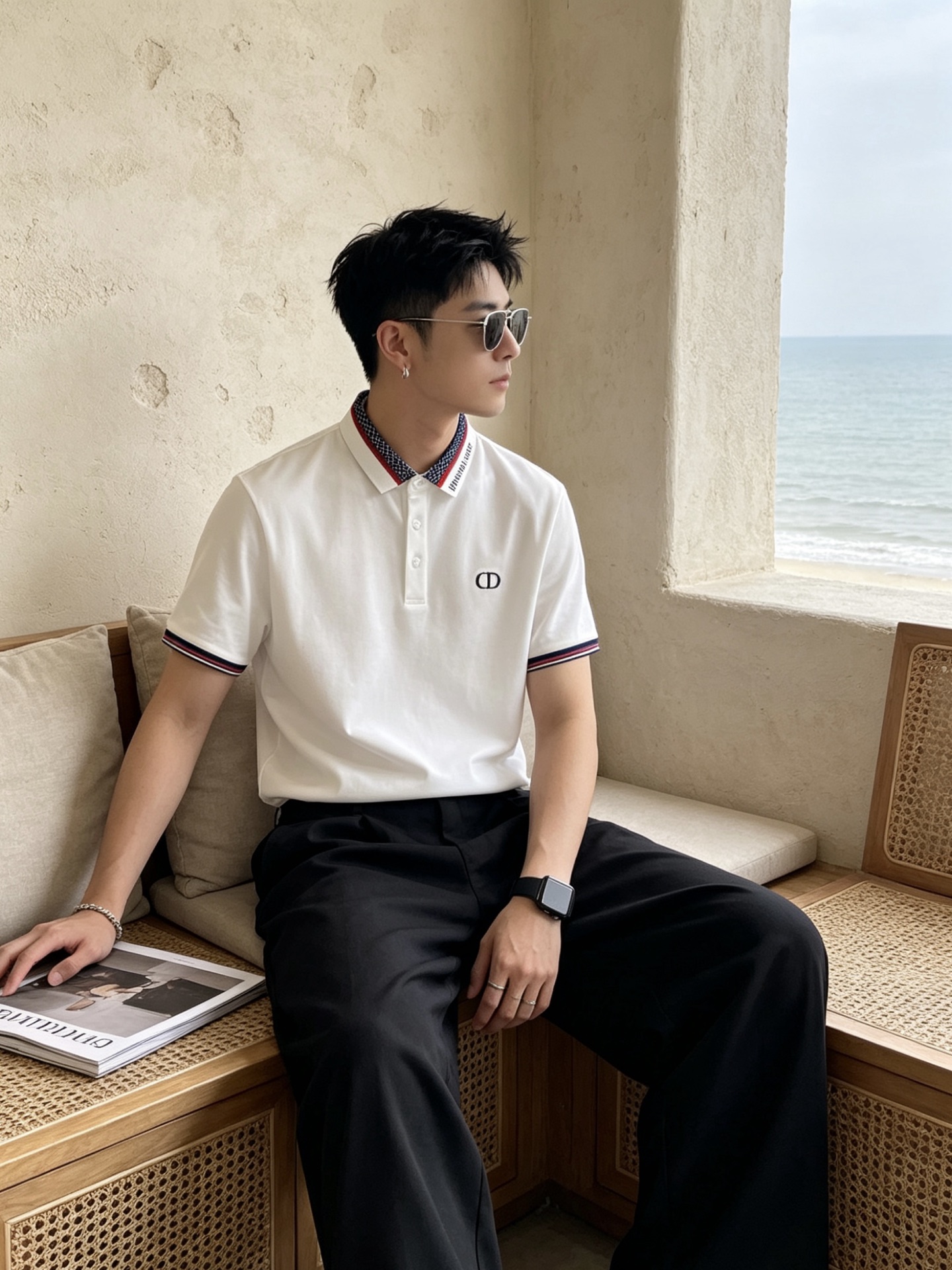 🔥 迪奥 Christian Dior 字母织带领CD刺绣短袖Polo衫📏 尺码：M-3XL💎 面料工艺