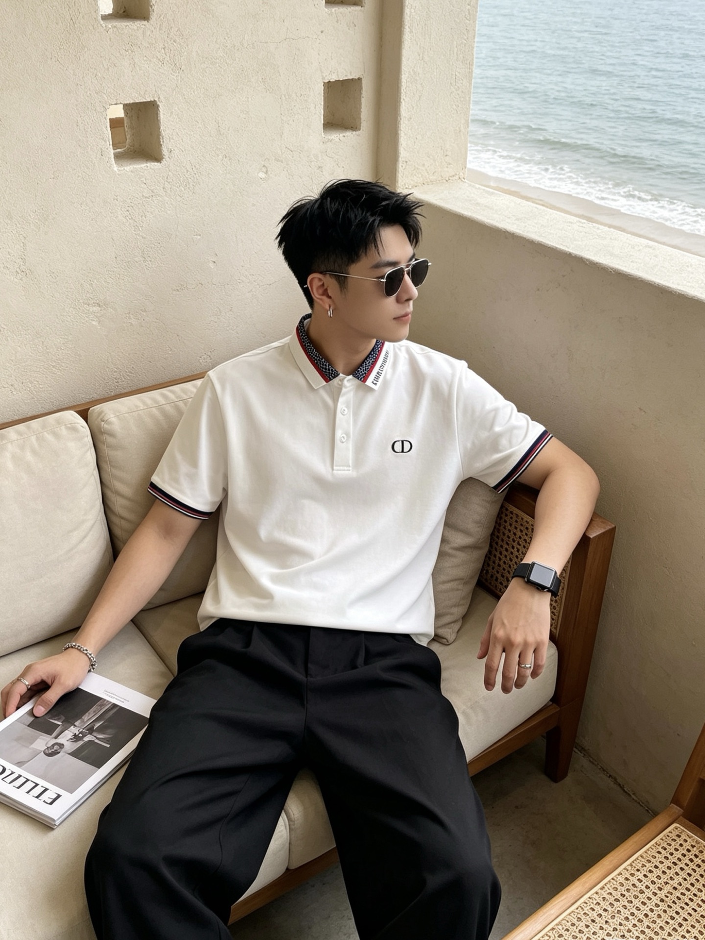 🔥 迪奥 Christian Dior 字母织带领CD刺绣短袖Polo衫📏 尺码：M-3XL💎 面料工艺