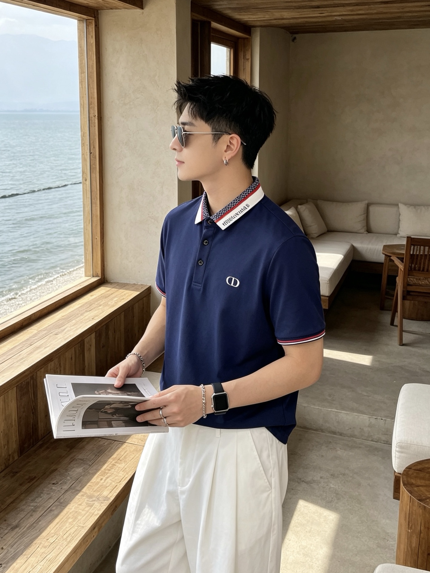 🔥 迪奥 Christian Dior 字母织带领CD刺绣短袖Polo衫📏 尺码：M-3XL💎 面料工艺