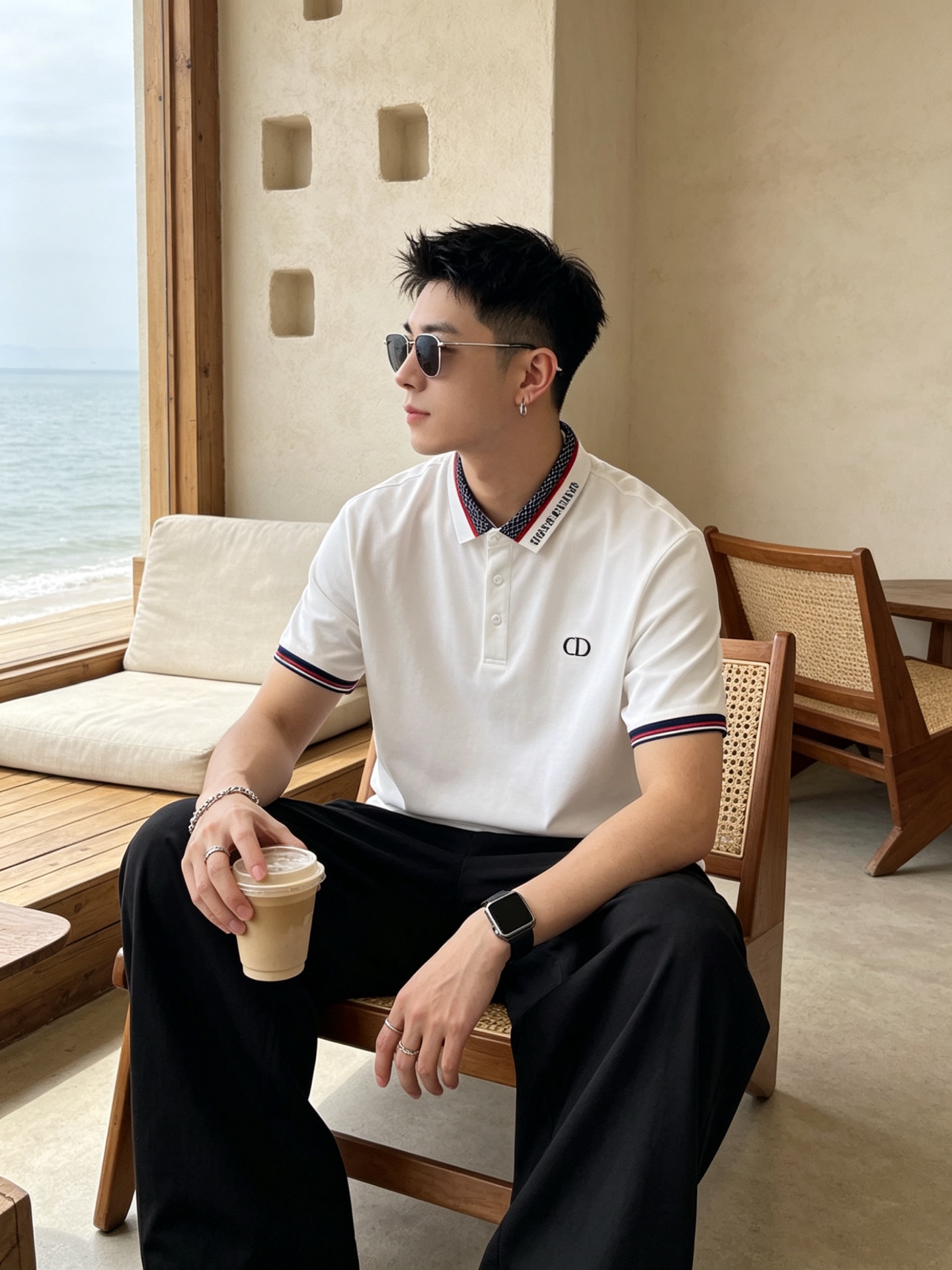 🔥 迪奥 Christian Dior 字母织带领CD刺绣短袖Polo衫📏 尺码：M-3XL💎 面料工艺