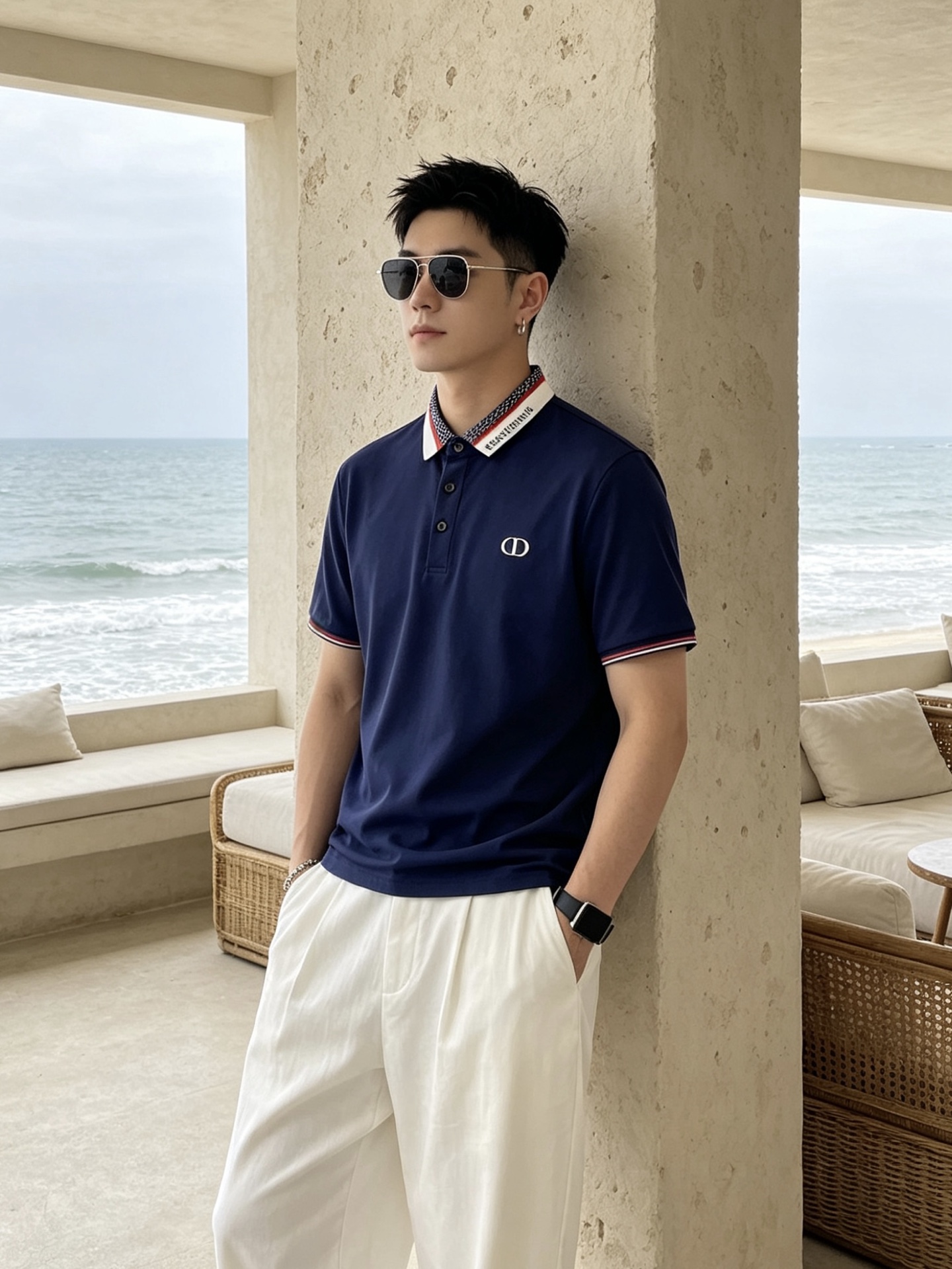 🔥 迪奥 Christian Dior 字母织带领CD刺绣短袖Polo衫📏 尺码：M-3XL💎 面料工艺