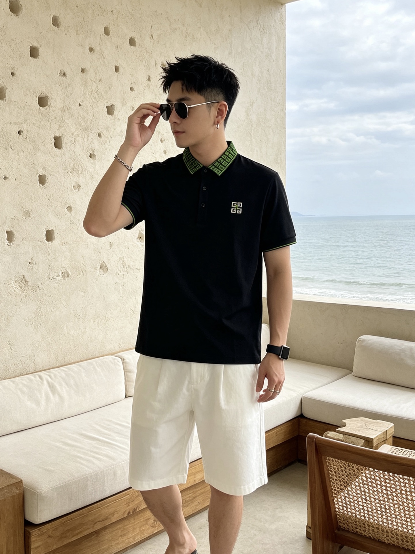 🔥 纪梵希 GIVENCHY 回纹领刺绣短袖Polo衫📏 尺码：M-3XL💎 面料工艺甄选高支精梳珠地棉