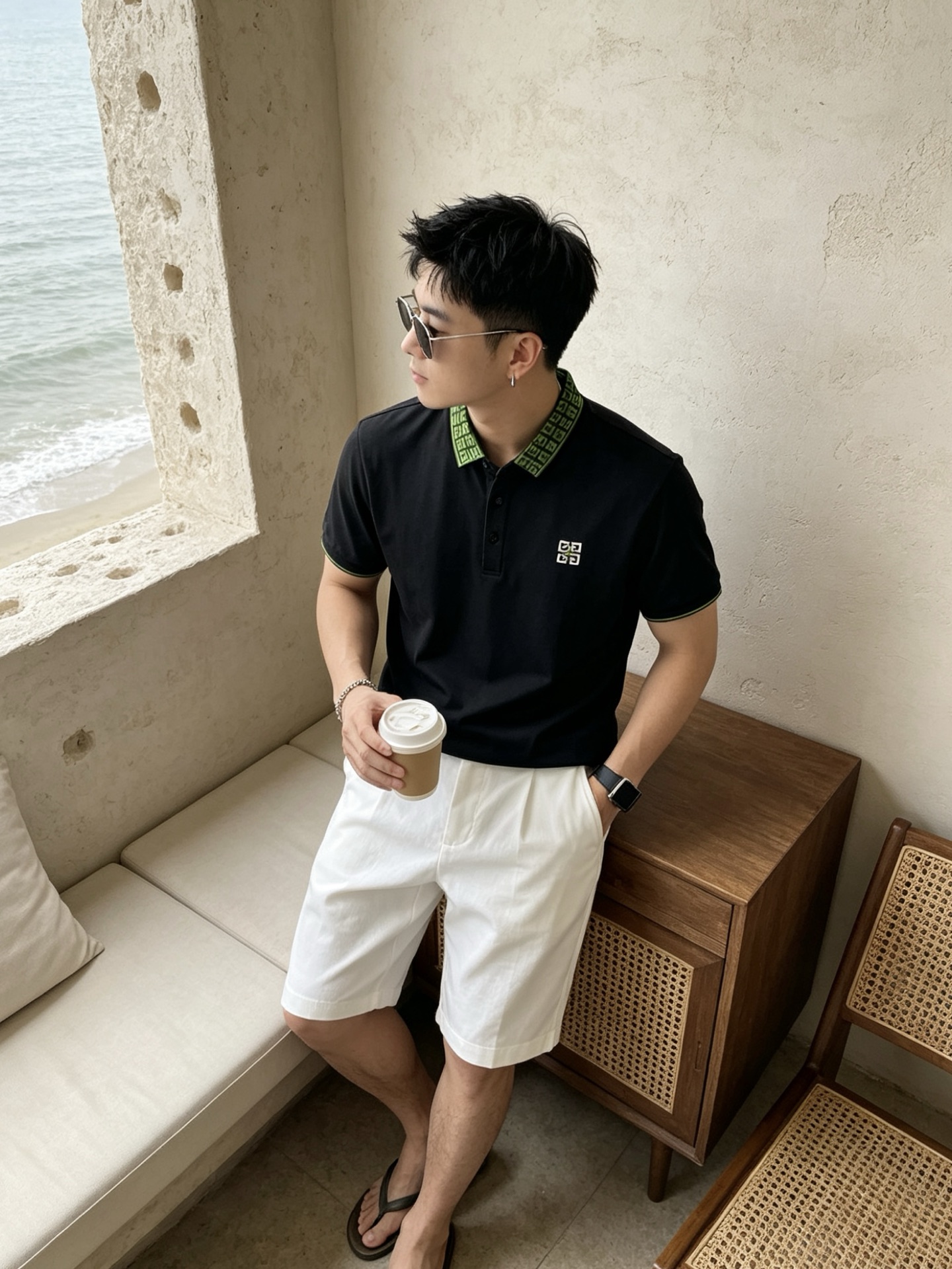 🔥 纪梵希 GIVENCHY 回纹领刺绣短袖Polo衫📏 尺码：M-3XL💎 面料工艺甄选高支精梳珠地棉