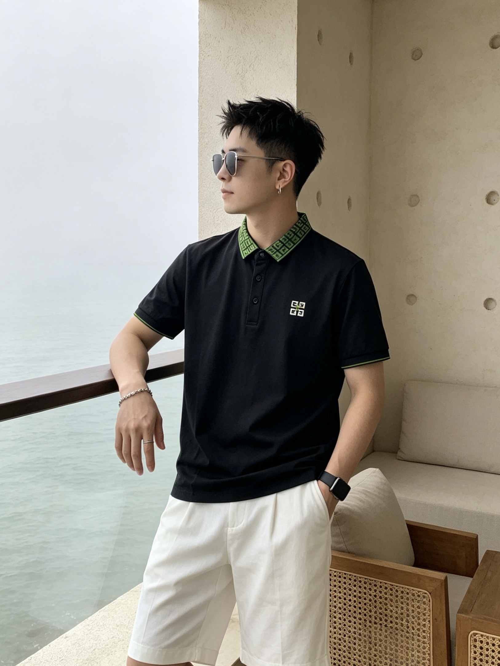 🔥 纪梵希 GIVENCHY 回纹领刺绣短袖Polo衫📏 尺码：M-3XL💎 面料工艺甄选高支精梳珠地棉