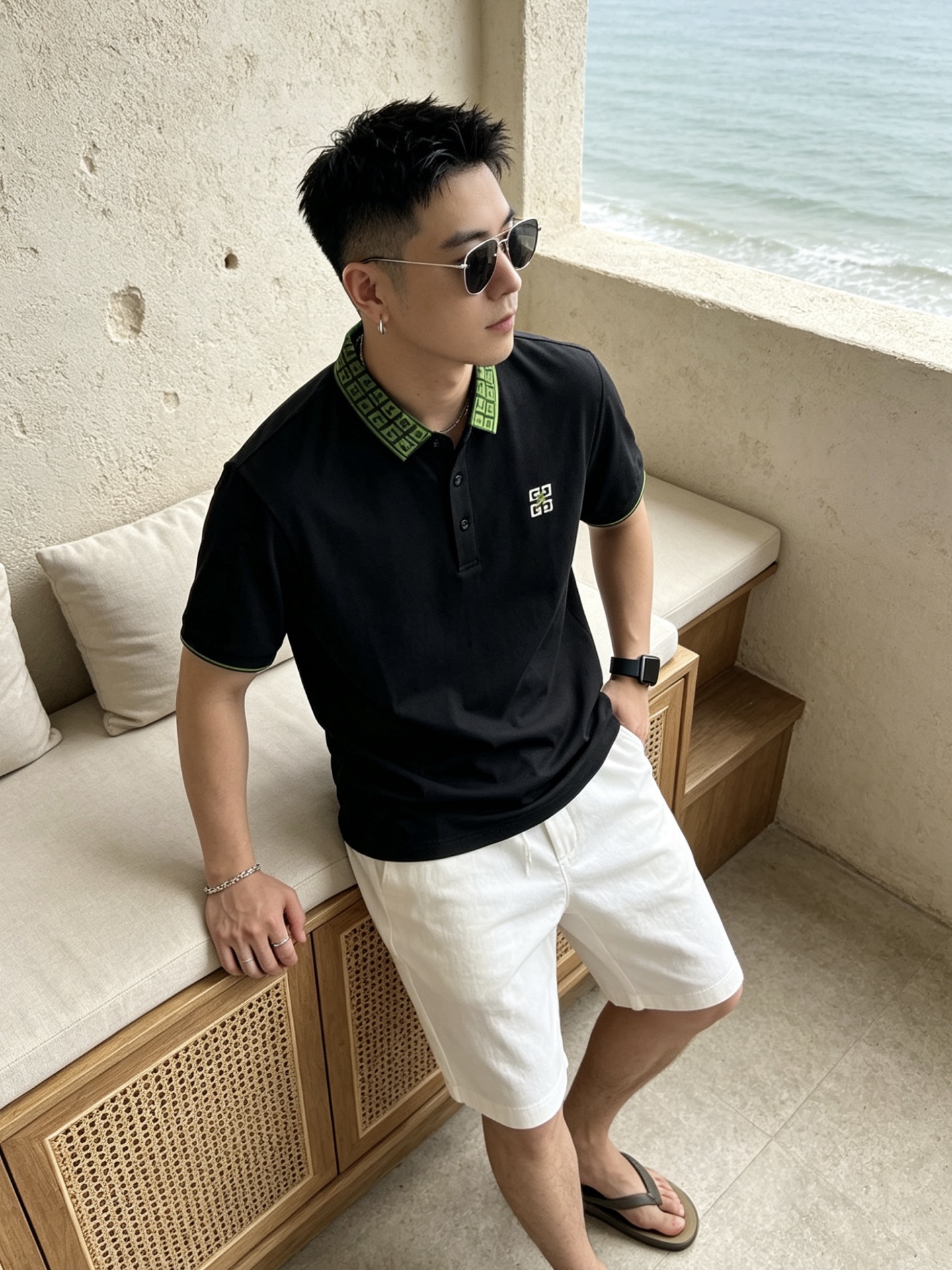 🔥 纪梵希 GIVENCHY 回纹领刺绣短袖Polo衫📏 尺码：M-3XL💎 面料工艺甄选高支精梳珠地棉