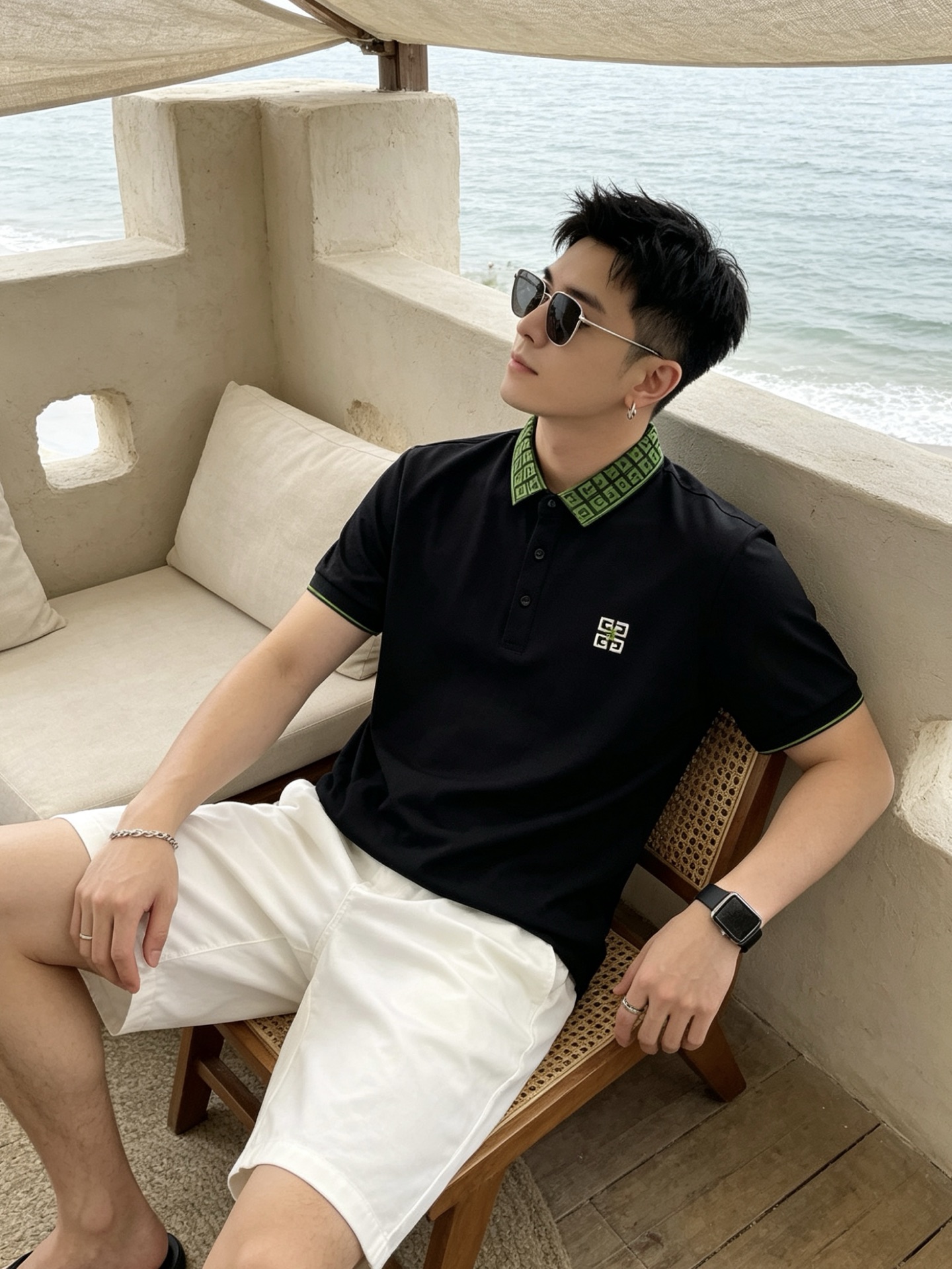 🔥 纪梵希 GIVENCHY 回纹领刺绣短袖Polo衫📏 尺码：M-3XL💎 面料工艺甄选高支精梳珠地棉