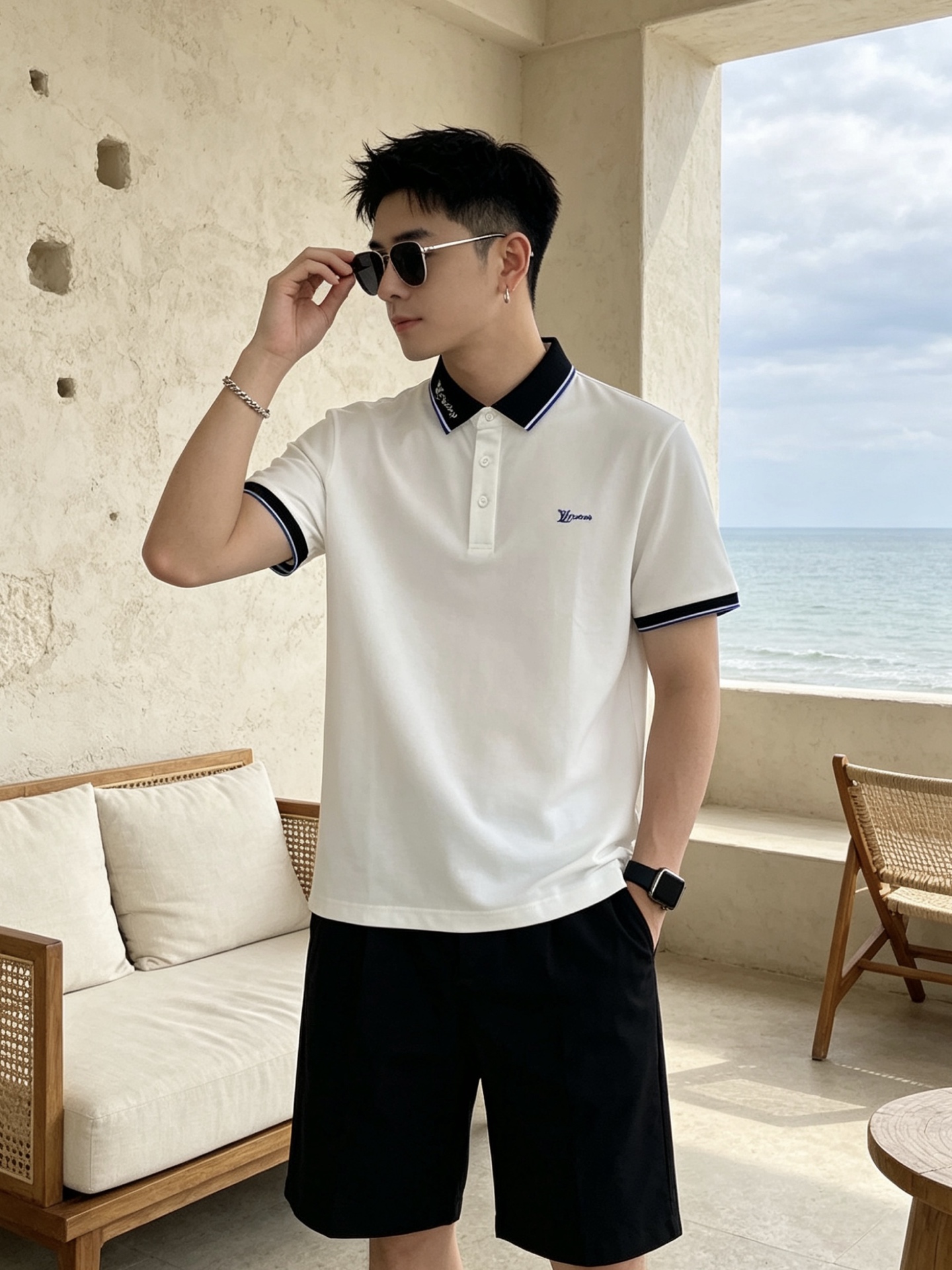 🔥 路易威登 Louis Vuitton 字母领刺绣短袖Polo衫📏 尺码：M-3XL💎 面料工艺甄选高