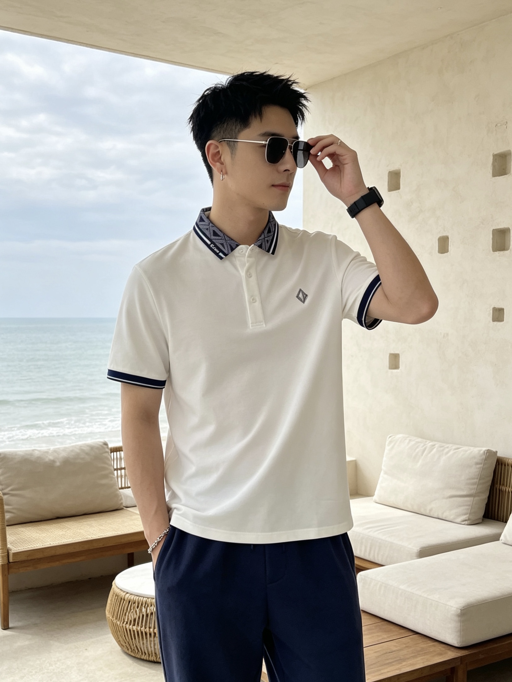 🔥 迪奥 Dior 菱形老花领刺绣短袖Polo衫📏 尺码：M-3XL💎 面料工艺甄选高支精梳珠地棉，触感