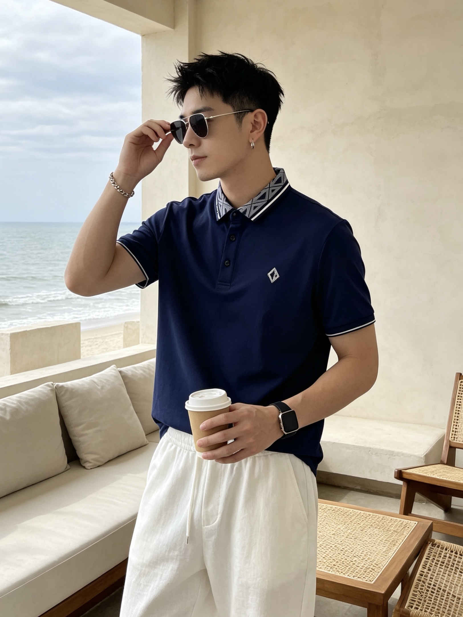 🔥 迪奥 Dior 菱形老花领刺绣短袖Polo衫📏 尺码：M-3XL💎 面料工艺甄选高支精梳珠地棉，触感