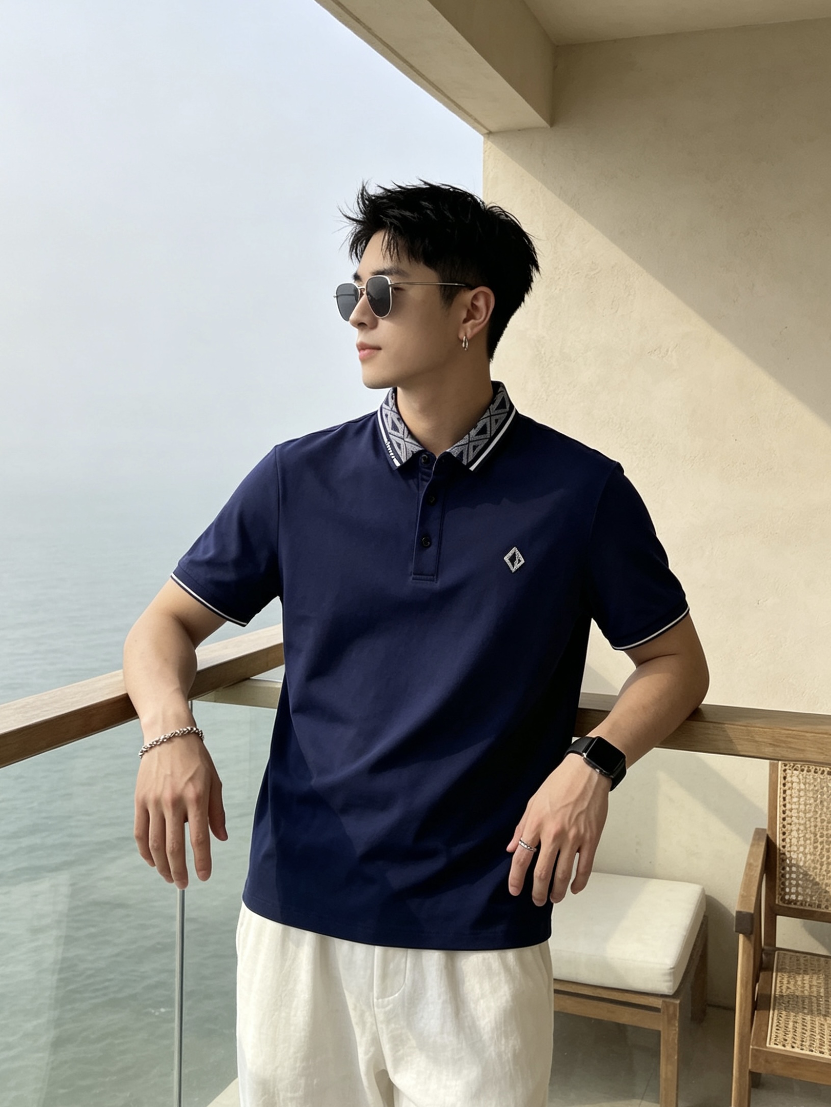 🔥 迪奥 Dior 菱形老花领刺绣短袖Polo衫📏 尺码：M-3XL💎 面料工艺甄选高支精梳珠地棉，触感