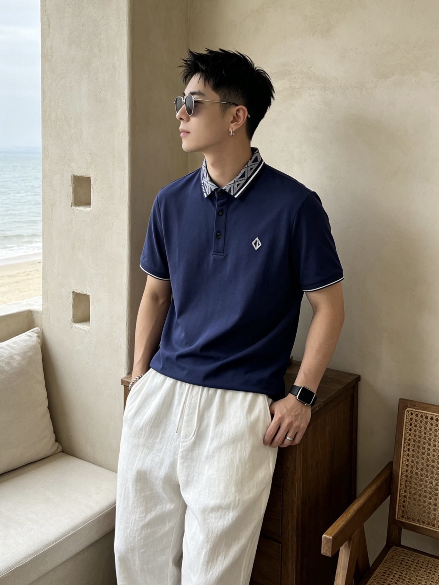 🔥 迪奥 Dior 菱形老花领刺绣短袖Polo衫📏 尺码：M-3XL💎 面料工艺甄选高支精梳珠地棉，触感