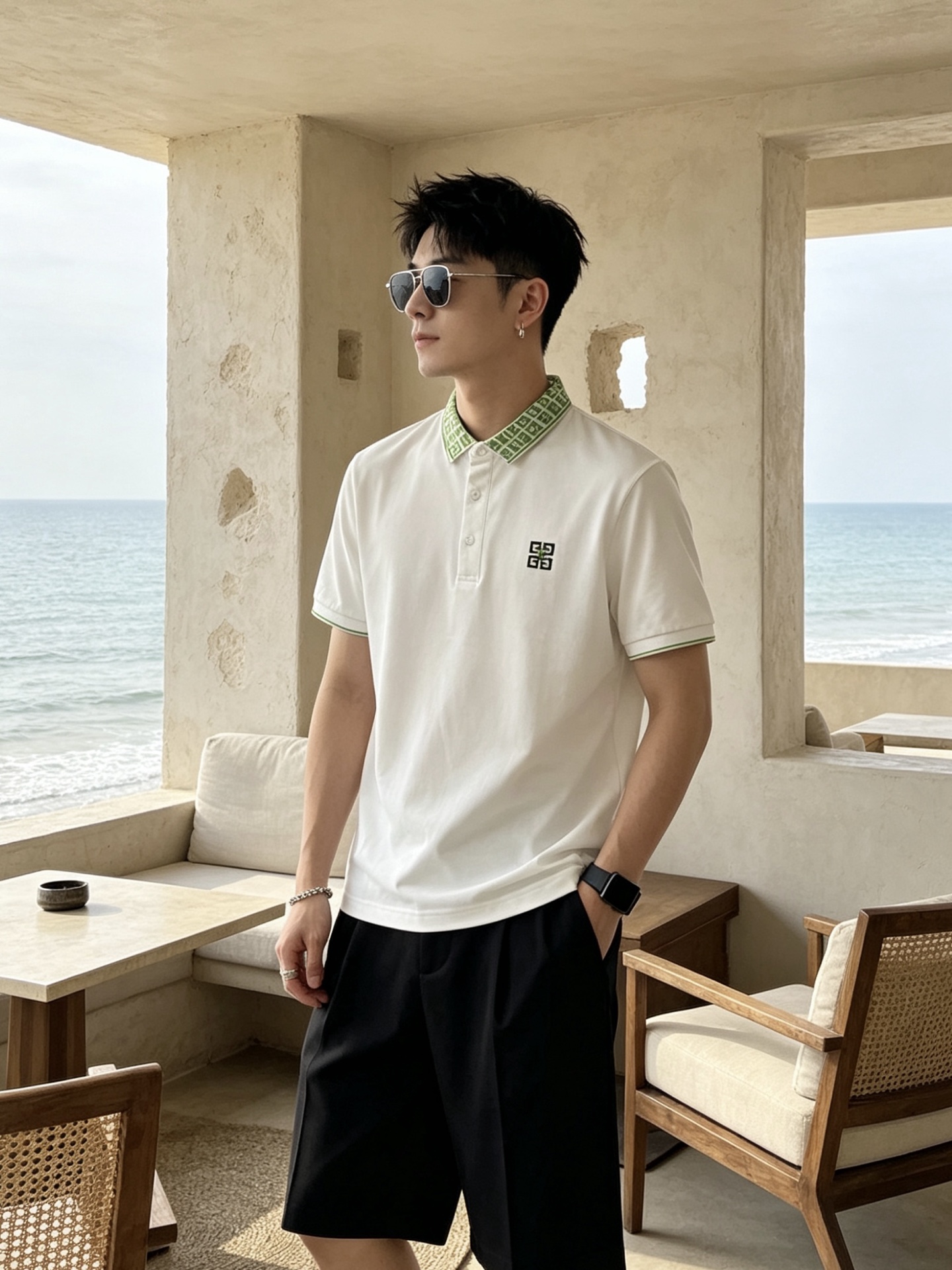 🔥 纪梵希 GIVENCHY 回纹领刺绣短袖Polo衫📏 尺码：M-3XL💎 面料工艺甄选高支精梳珠地棉