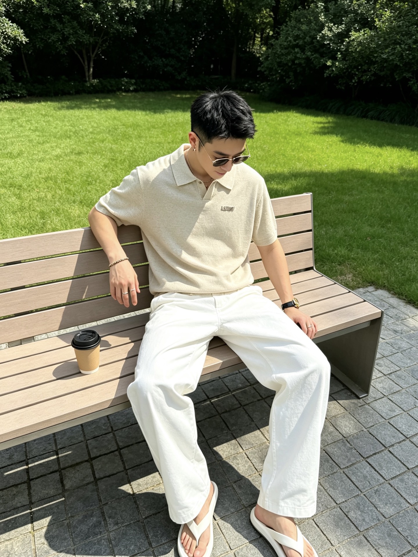 罗意威(LOEWE)针织Polo短袖T恤尺码M-3XL｜▫ 深棕/燕麦米两色可选，低饱和色调适配度高，可