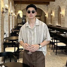 拉夫劳伦(Ralph Lauren)竖条纹古巴领短袖衬衫尺码M-XL|▫ 咖棕条纹/灰调条纹两色可选,低 拉夫劳伦(Ralph Lauren)竖条纹古巴领短袖衬衫尺码M-XL|▫ 咖棕条纹/灰调条纹两色可选,低