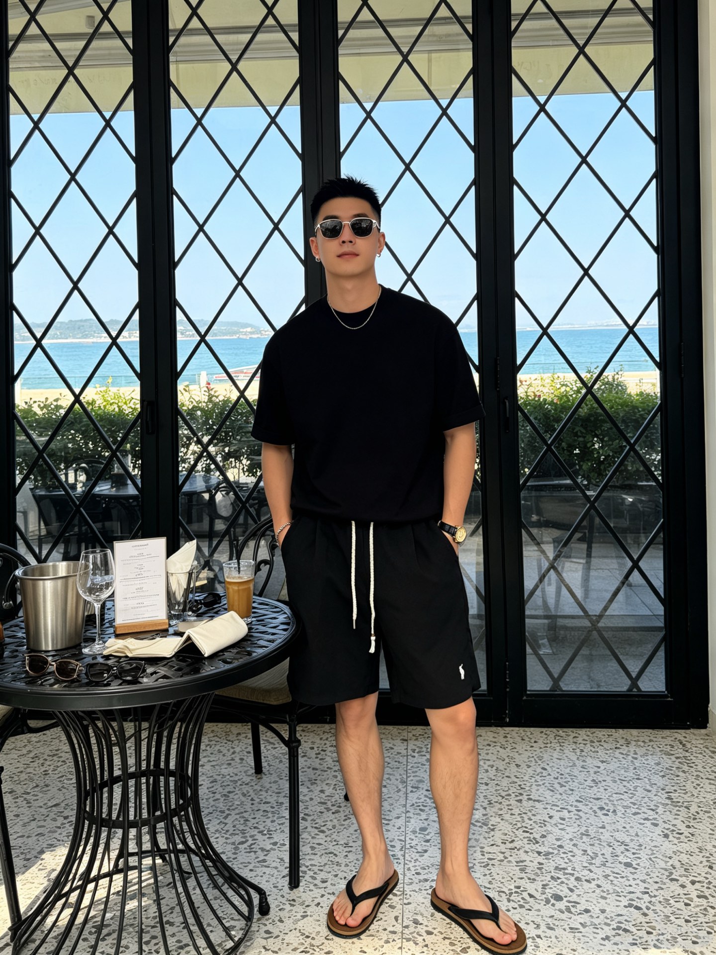 拉夫劳伦(Ralph Lauren)撞色腰头抽绳休闲短裤尺码M-3XL｜▫ 米白/黑色两色可选，撞色腰头