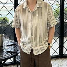 拉夫劳伦(Ralph Lauren)竖条纹古巴领短袖衬衫尺码M-XL|▫ 咖棕条纹/灰调条纹两色可选,低 拉夫劳伦(Ralph Lauren)竖条纹古巴领短袖衬衫尺码M-XL|▫ 咖棕条纹/灰调条纹两色可选,低
