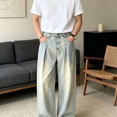 路易威登(LOUIS VUITTON)水洗浅蓝压褶阔腿牛仔裤尺码S-3XL|▫单款浅怀旧水洗蓝配色,清爽 路易威登(LOUIS VUITTON)水洗浅蓝压褶阔腿牛仔裤尺码S-3XL|▫单款浅怀旧水洗蓝配色,清爽