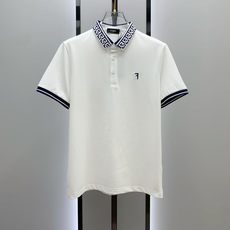 芬迪(FENDI)双F提花领短袖Polo衫尺码M-3XL|▫配色分经典白、藏青两色,白色清爽干净适配浅色 芬迪(FENDI)双F提花领短袖Polo衫尺码M-3XL|▫配色分经典白、藏青两色,白色清爽干净适配浅色