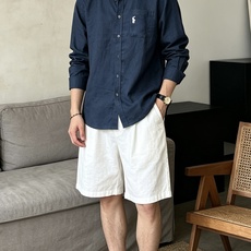 拉夫劳伦(RAlpH LAUREN)小马刺绣翻领亚麻长袖衬衫尺码M-3XL|▫配色分为米白、藏青两款,米 拉夫劳伦(RAlpH LAUREN)小马刺绣翻领亚麻长袖衬衫尺码M-3XL|▫配色分为米白、藏青两款,米