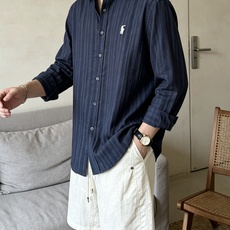 拉夫劳伦(RAlpH LAUREN)纯色/竖纹小马刺绣亚麻长袖衬衫尺码M-3XL|▫配色分净白、藏青竖条 拉夫劳伦(RAlpH LAUREN)纯色/竖纹小马刺绣亚麻长袖衬衫尺码M-3XL|▫配色分净白、藏青竖条