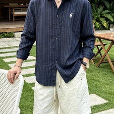 拉夫劳伦(RAlpH LAUREN)纯色/竖纹小马刺绣亚麻长袖衬衫尺码M-3XL|▫配色分净白、藏青竖条 拉夫劳伦(RAlpH LAUREN)纯色/竖纹小马刺绣亚麻长袖衬衫尺码M-3XL|▫配色分净白、藏青竖条
