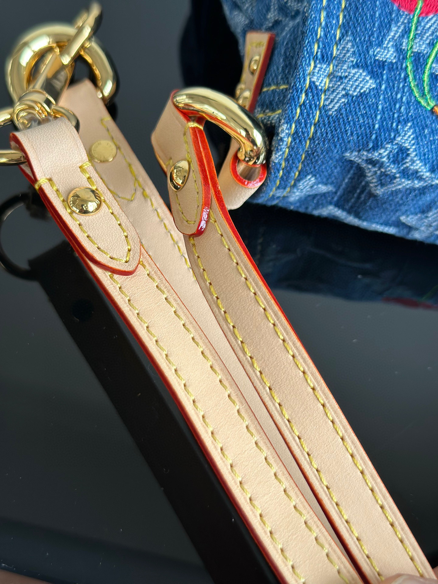 Louis Vuitton Sunset Monogram Denim Bag with Cherry Embroidery & Leather Strap 10 i1752855288122 5706 0 9