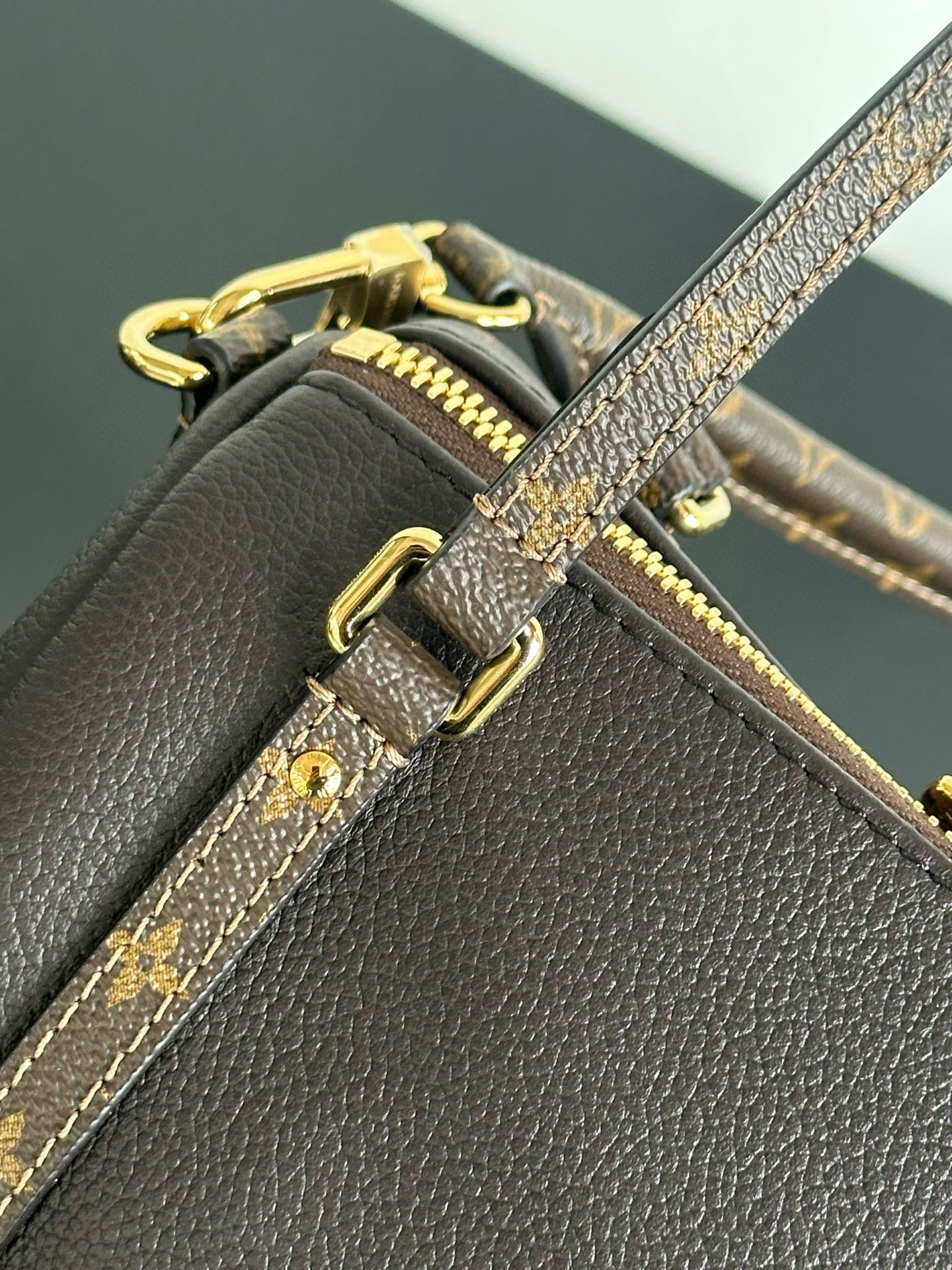 Louis Vuitton Express Medium Dark Brown Leather Handbag with Monogram Trim 12 i1757593514904 794 0 13