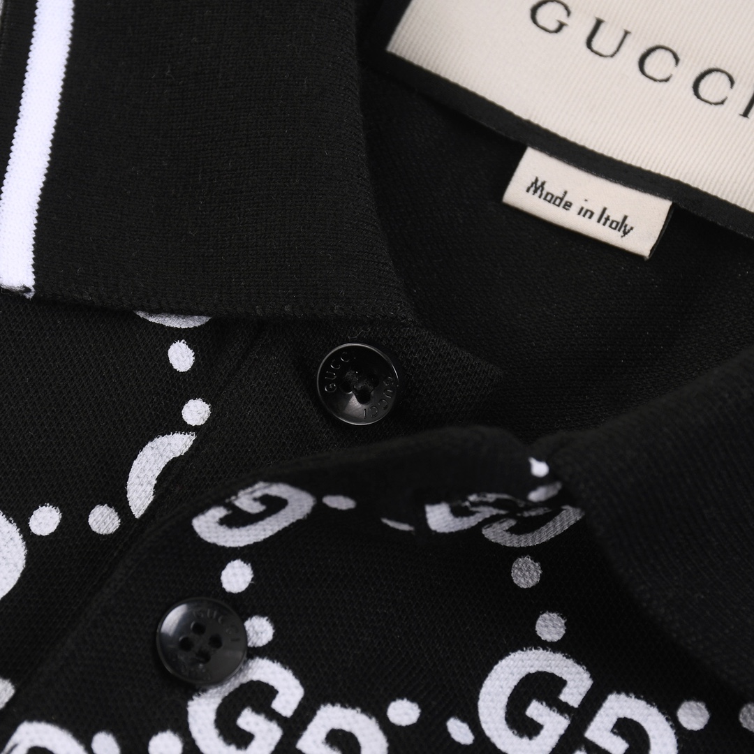 180 GUCCI 古驰 满花双G 小 LOGO 印花翻领