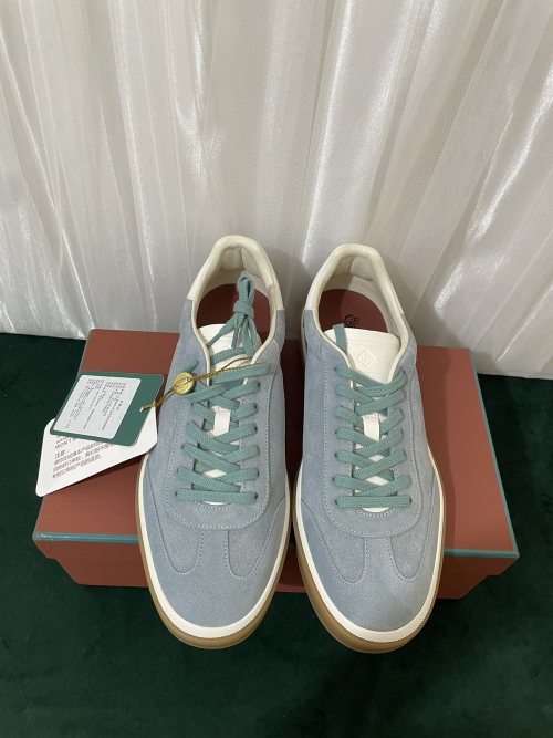 Loro Piana Men's Light Blue Suede Leather Lace-Up Low-Top Sneakers 1 Loro Piana Men's Light Blue Suede Leather Lace-Up Low-Top Sneakers