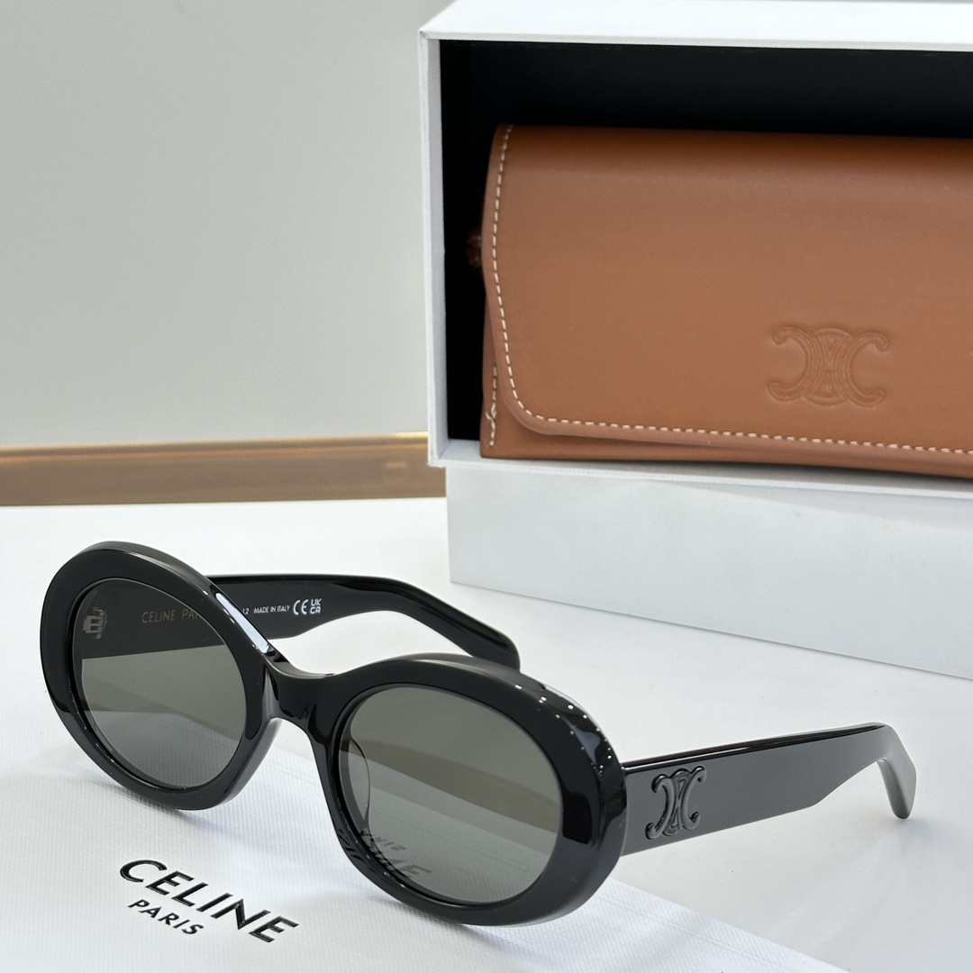CELINE 太阳镜 板材 椭圆形 黑色