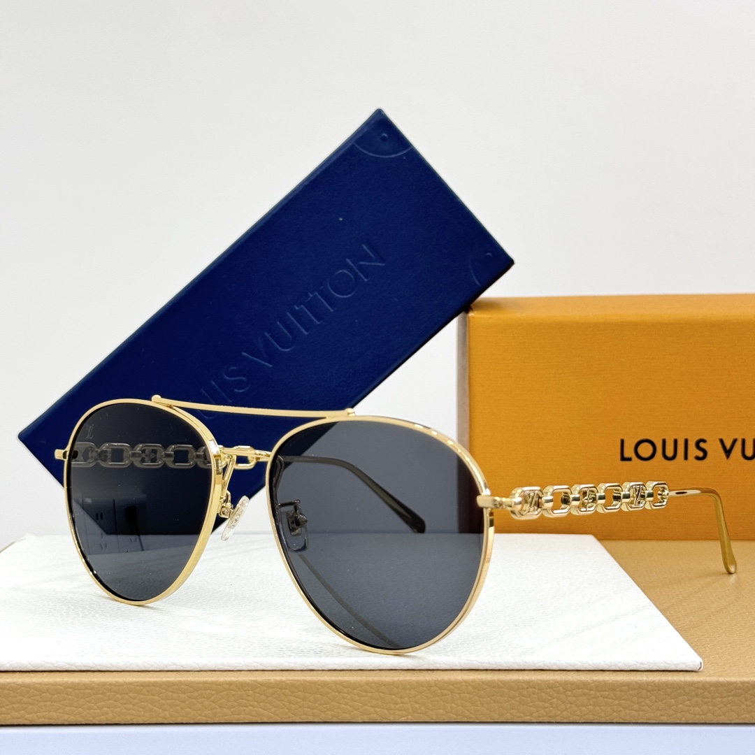 LOUIS VUITTON 太阳镜 金属 圆框 链条镜腿