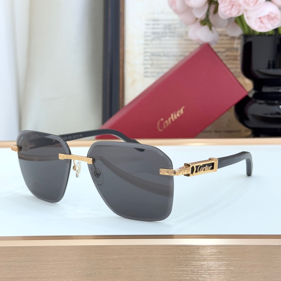 Cartier 无框 太阳镜 金属 黑色