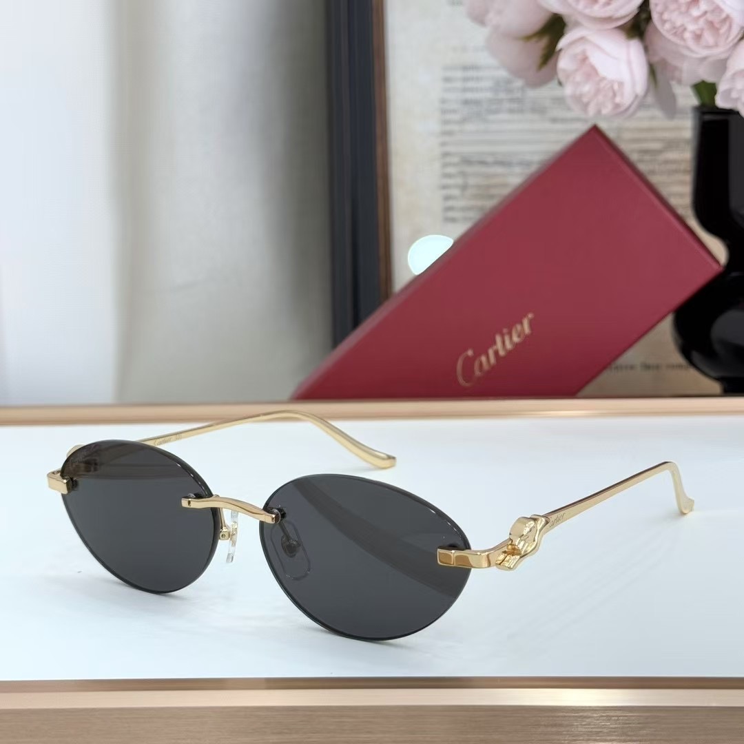 Cartier 太阳镜 金属 无框 椭圆