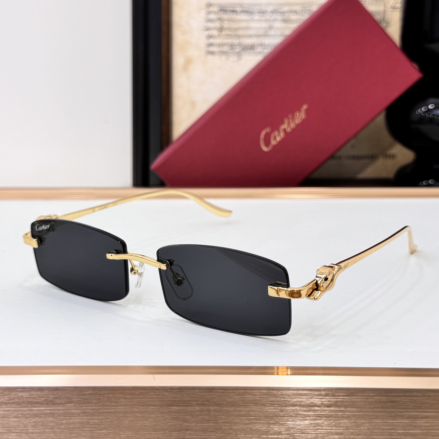 Cartier Sunglasses Rimless Metal Rectangular
