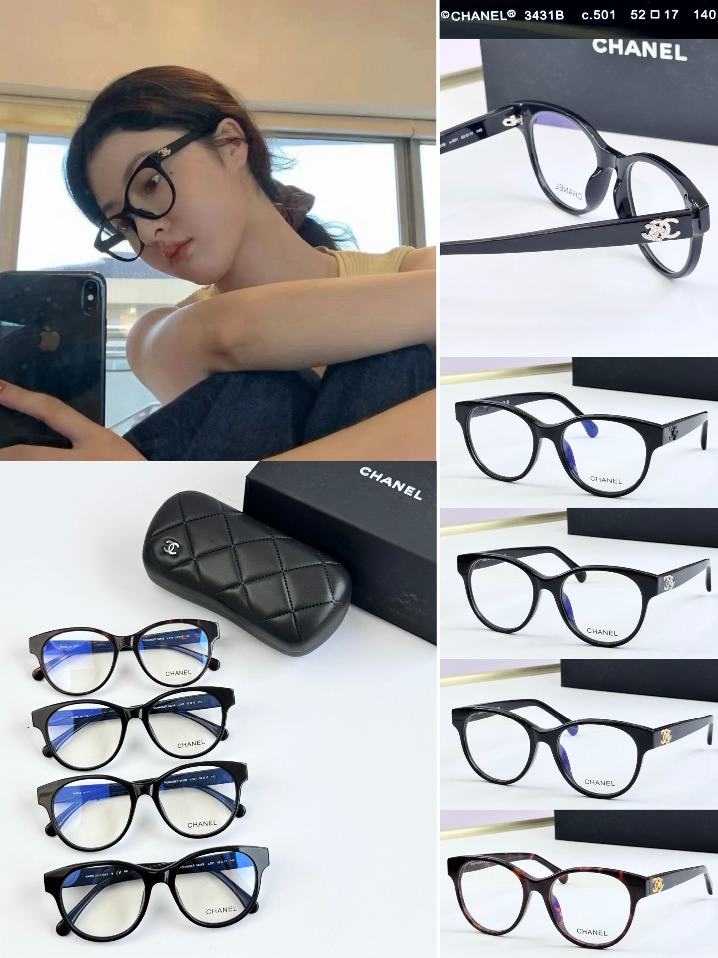 CHANE* MODELO: 3431B TALLA: 52口17-140 marco sin maquillaje precioso
