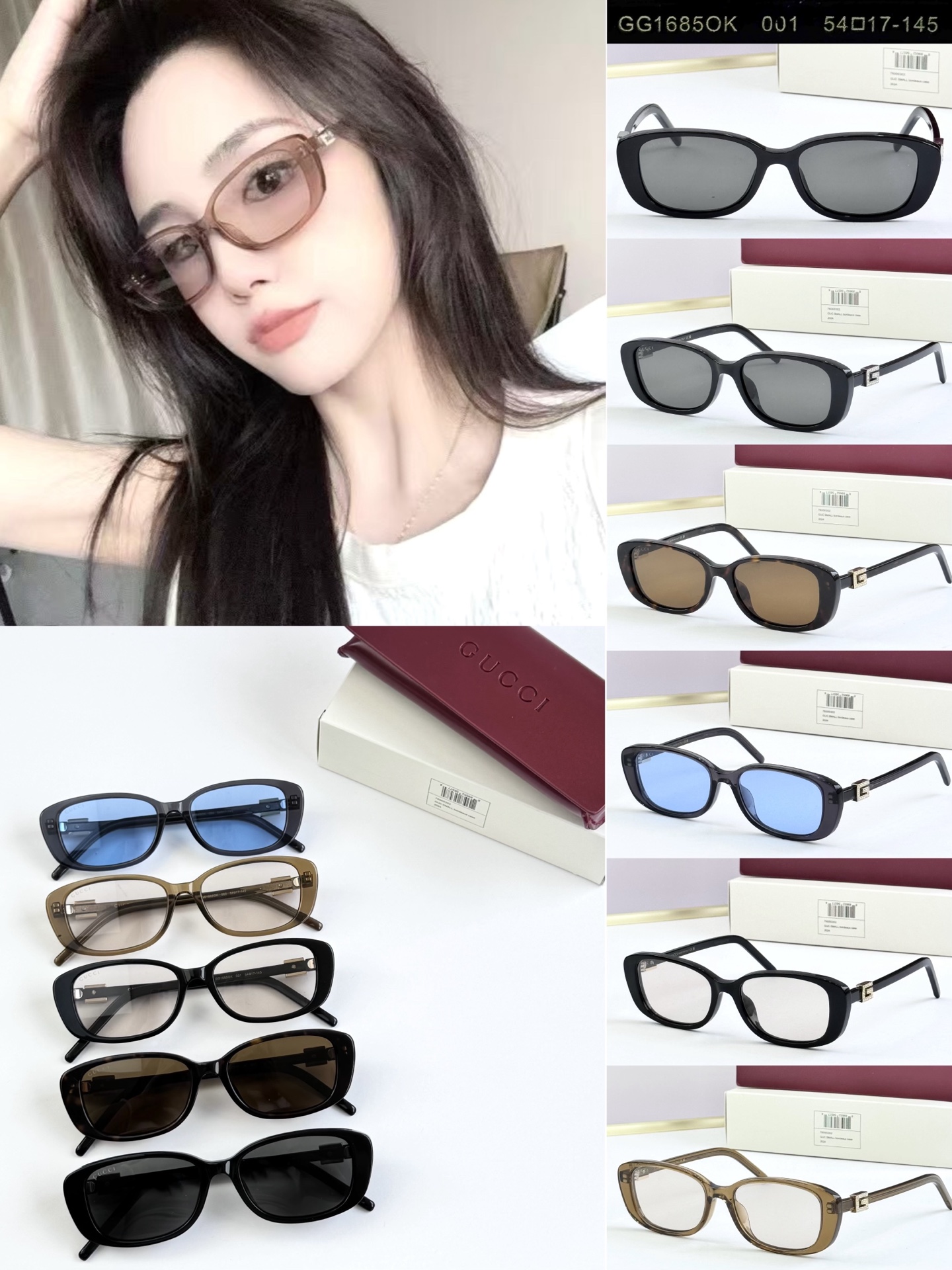 GUCC* MODEL：GG1685SK TALLA：54口17-145 Estilo retro de otoño e invierno, intelectual y elegante
