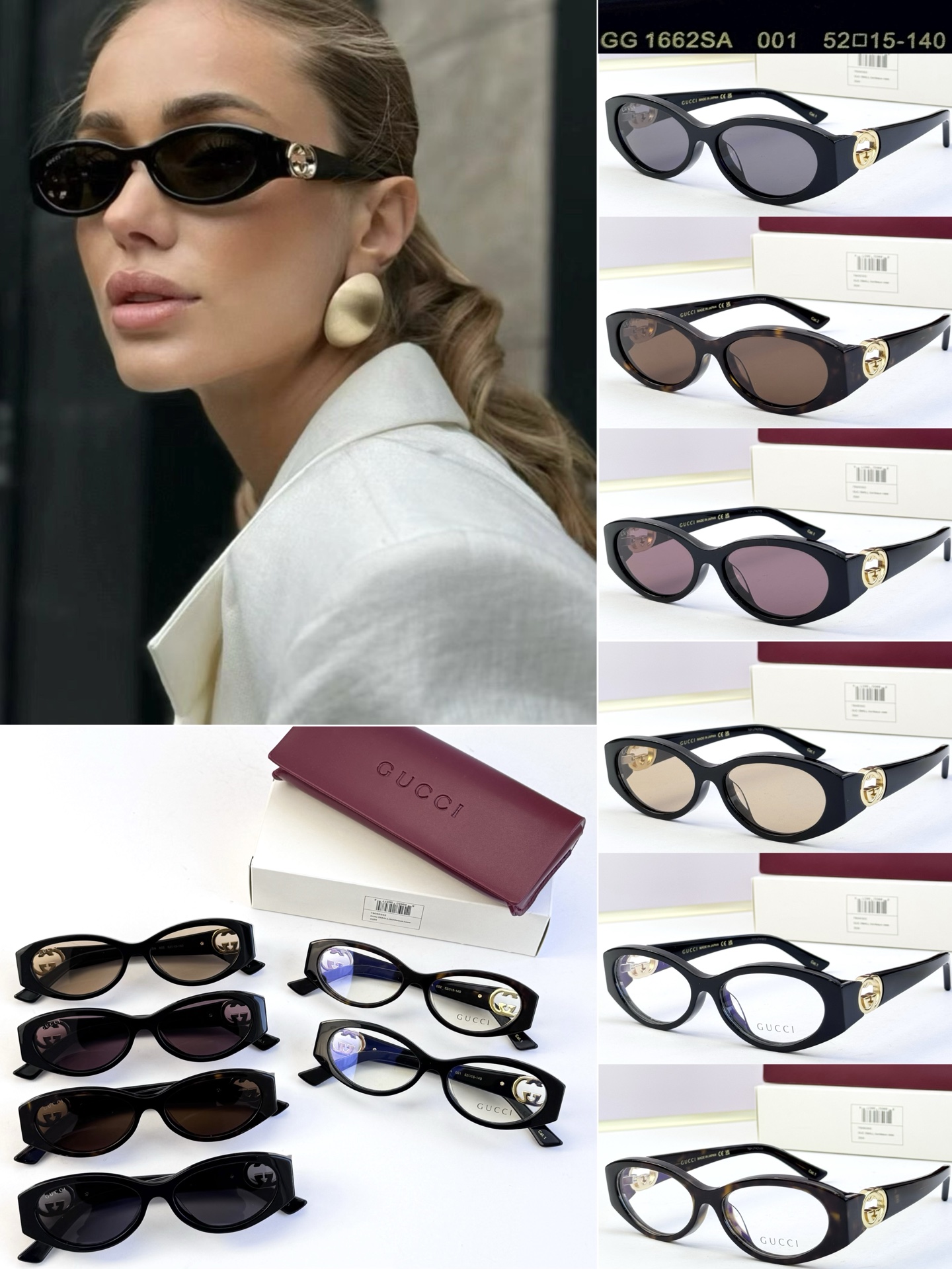 GUCC* MODELO：GG 1662SA TALLA：52口15-140