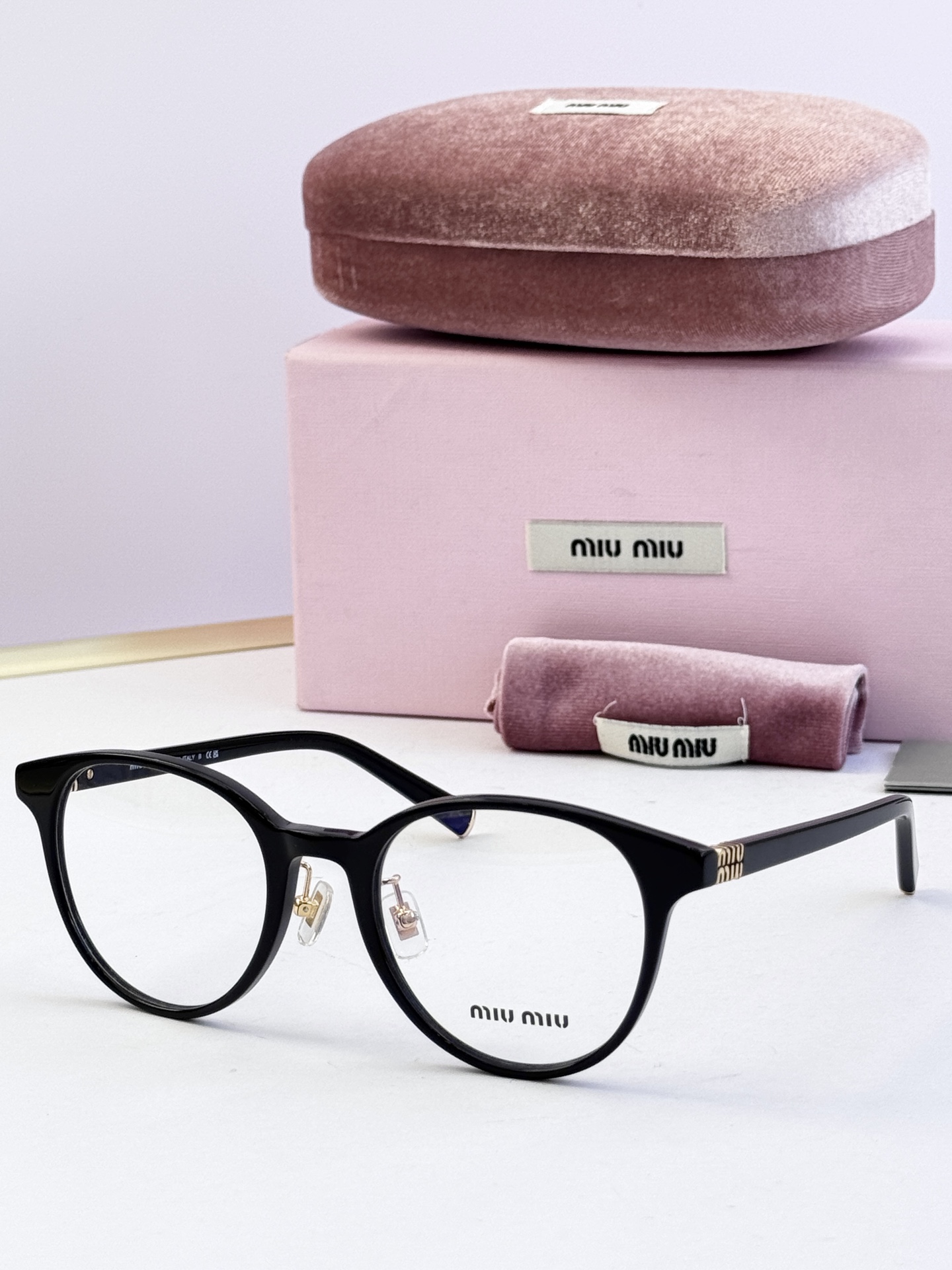 MIUMIU Eyewear Black Acetate Round Frame