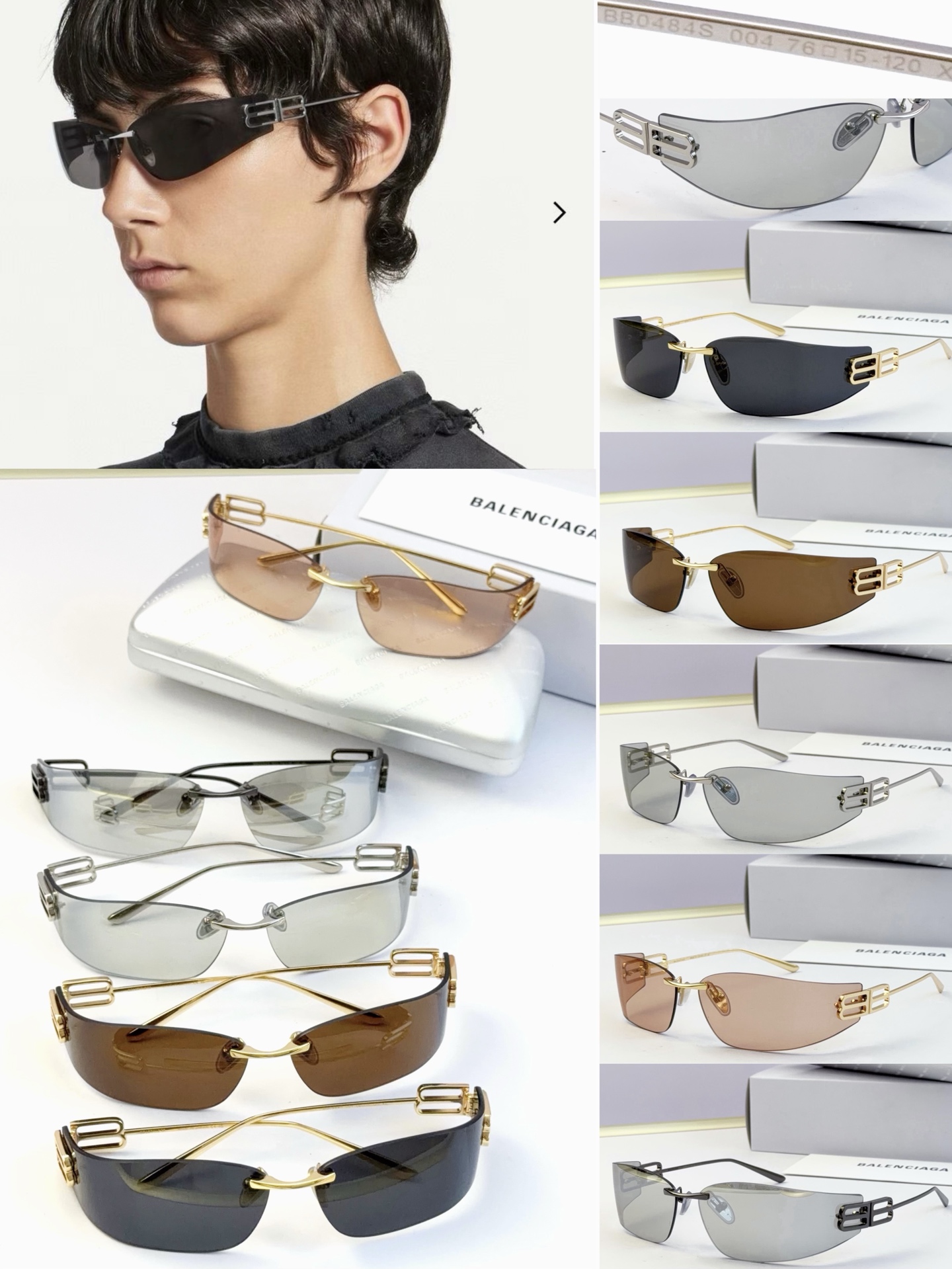 BALENCIAG* Modelo: BB0484S Talla: 76口15-120
