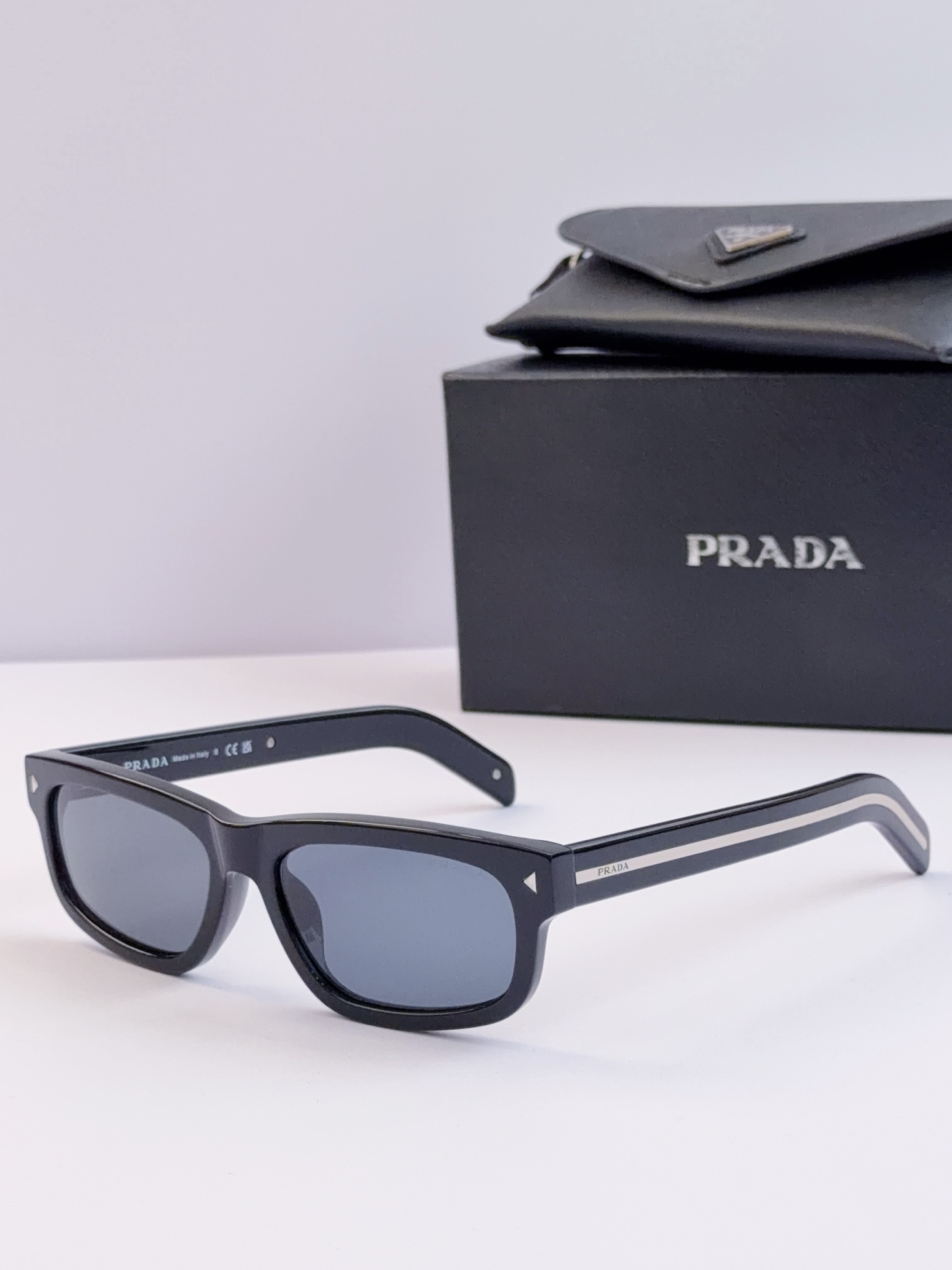PRADA Sunglasses Acetate Black Square