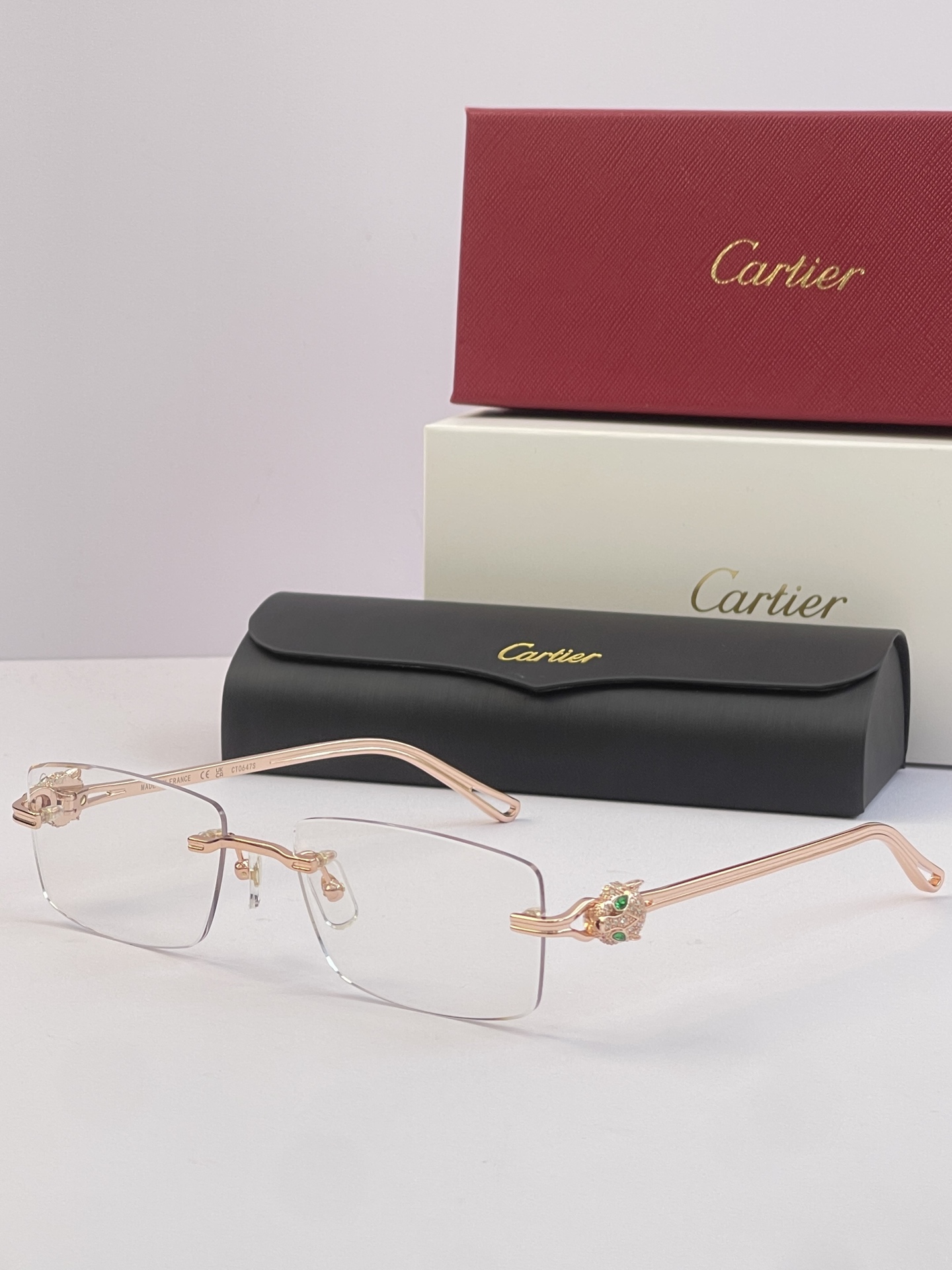 Cartier Rimless Metal Rectangular Glasses