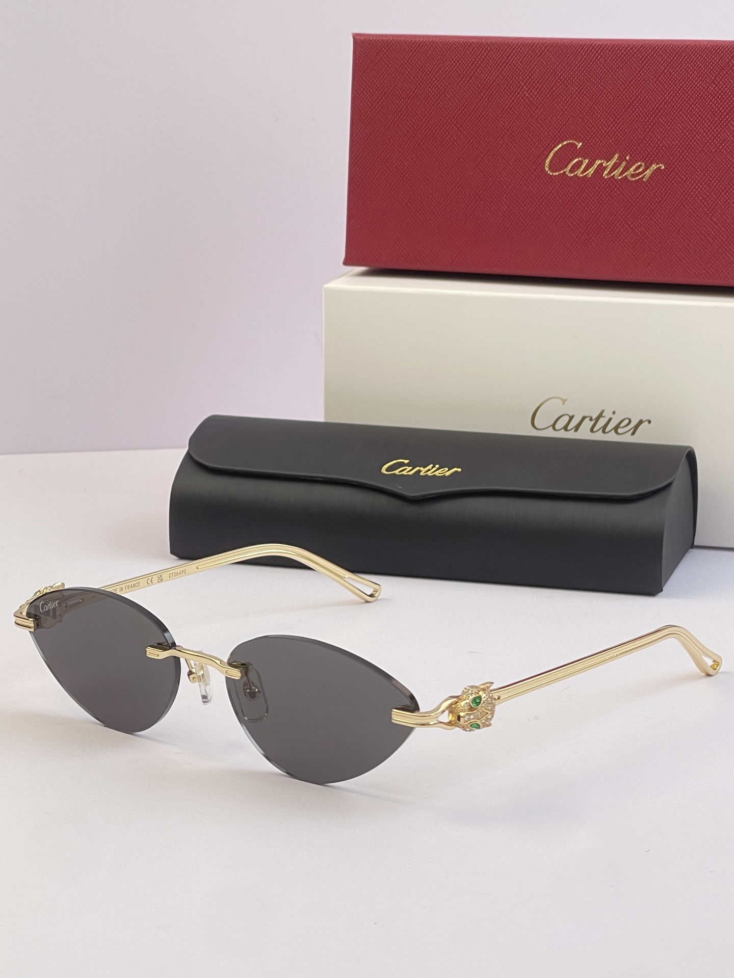 Cartier CT0649S Rimless Metal Oval Sunglasses