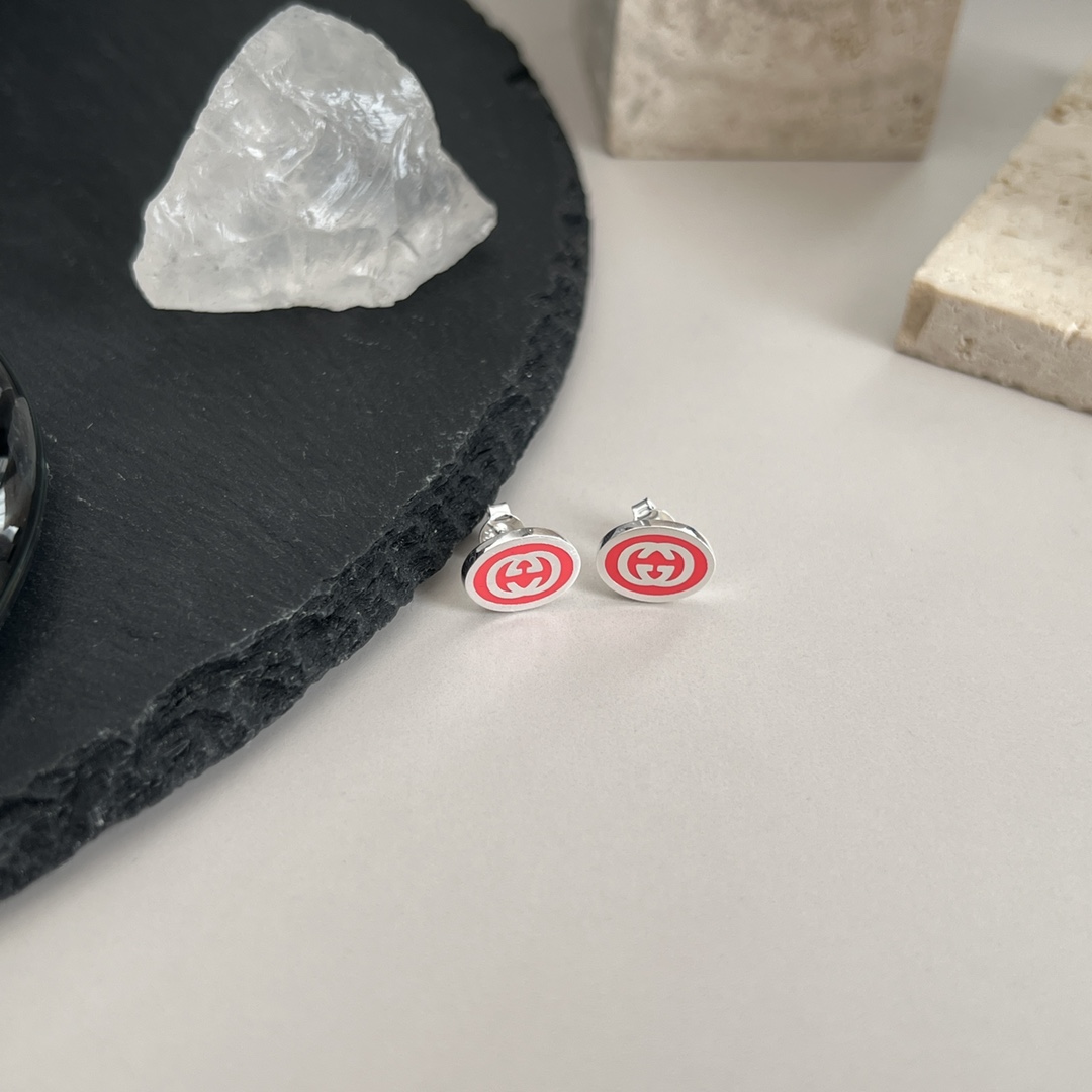 NO:102881,Gucci Gucci 925 sterling silver interlocking double G pink enamel earrings, Gucci stud earrings, gucci, gucci, earrings, pure silver19860909Gucci古驰925纯银互扣式双G粉色珐琅耳环,古驰耳钉,gucci,gucci,earrings,pure silver,Jewelry