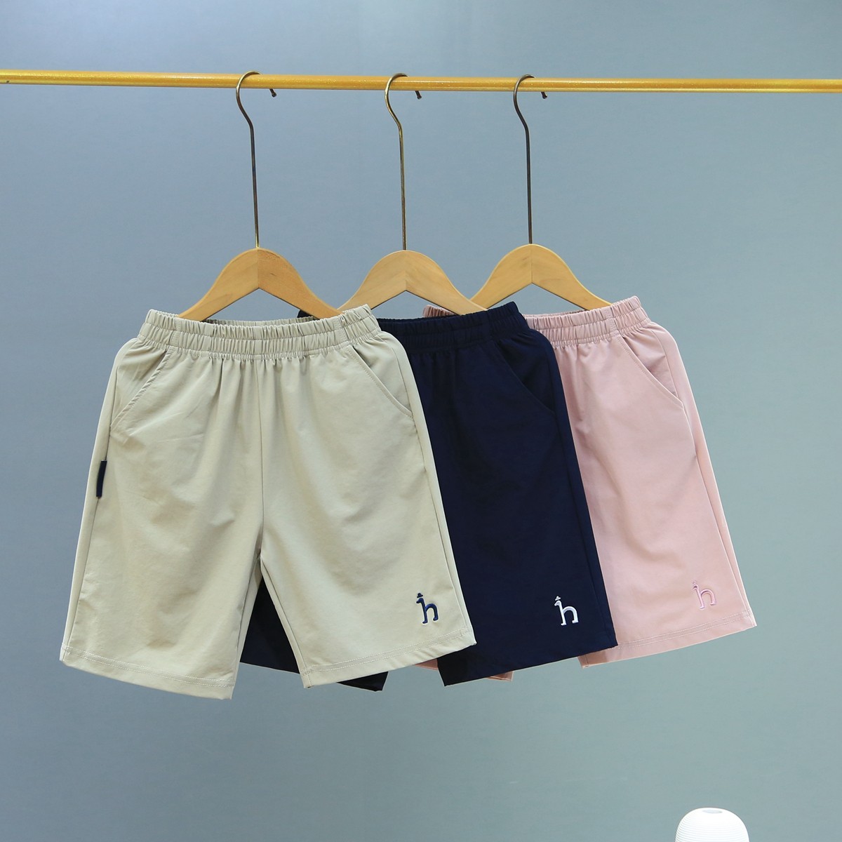 7 Star Collection
 Hazzys Clothing Shorts Khaki Pink Embroidery Summer Collection Quick Dry