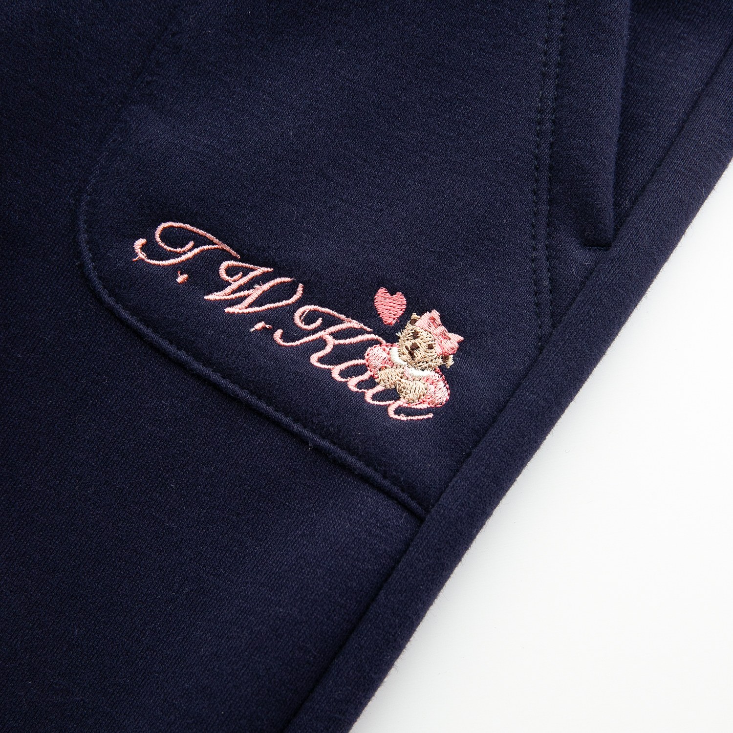Winter 2024 Girls’ Velvet Sports Pants with Bear-Head Embroidery - 图片 5