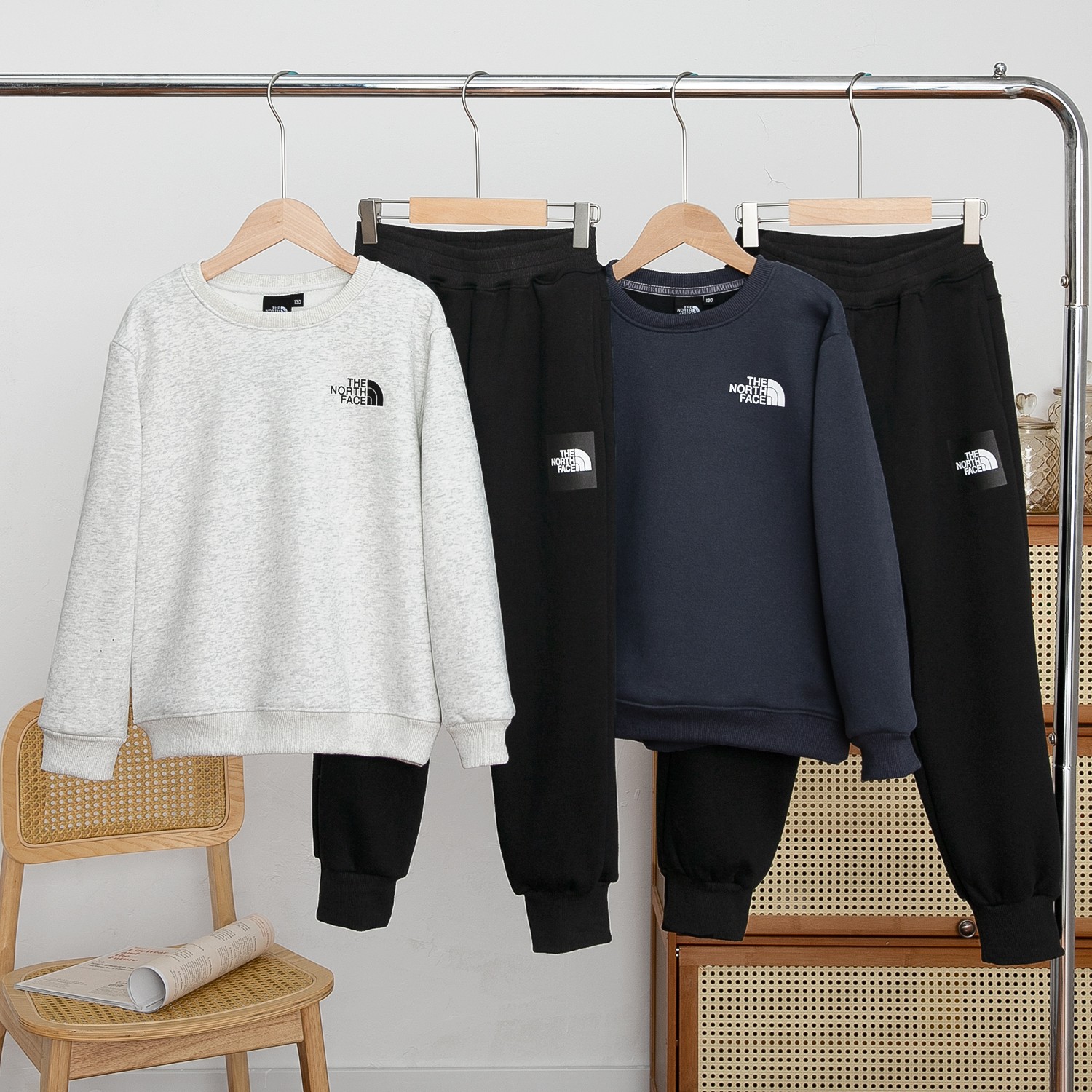 Winter Velvet Suits for Children and Adolescents with Sports Pants: TNF 2024 Collection