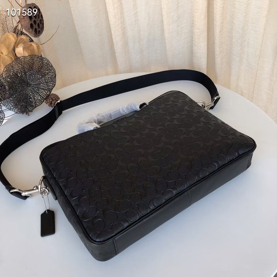 Coach C家【F72973】蔻驰男士大号公文包手提单肩斜跨 头层牛皮浮雕压c、尺寸41 30