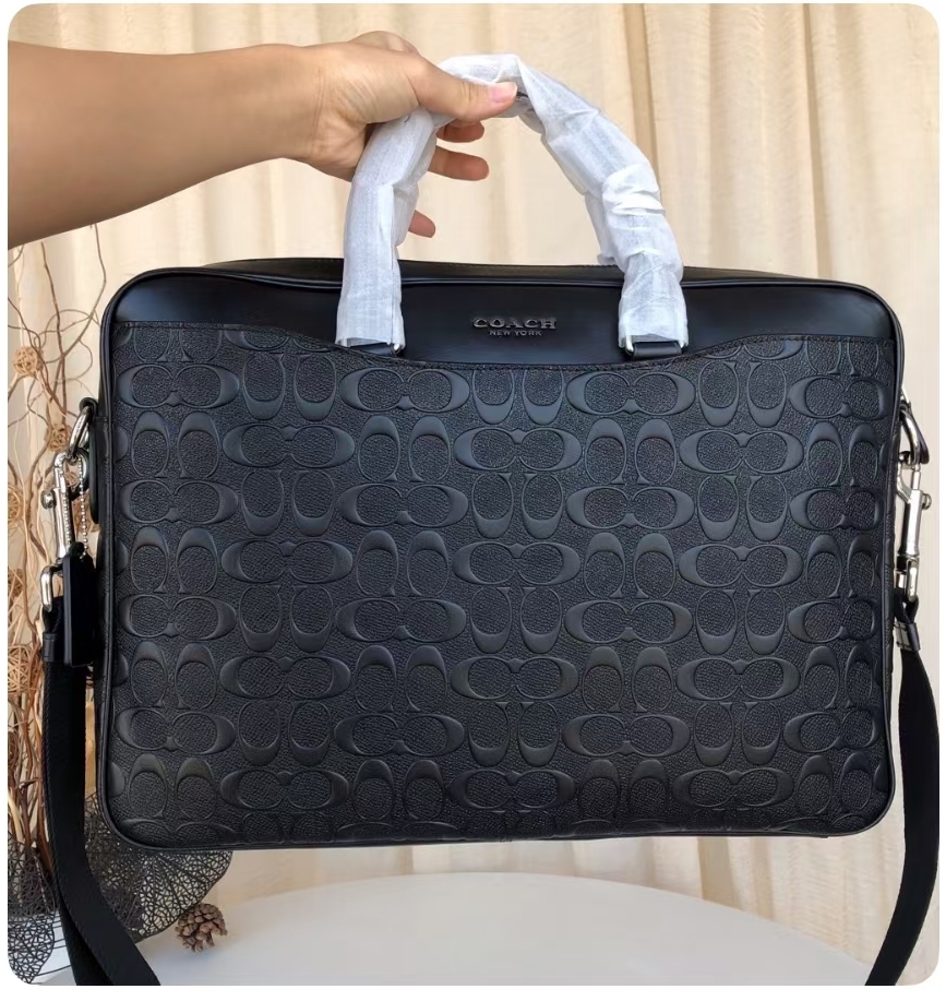 Coach C家【F72973】蔻驰男士大号公文包手提单肩斜跨 头层牛皮浮雕压c、尺寸41 30